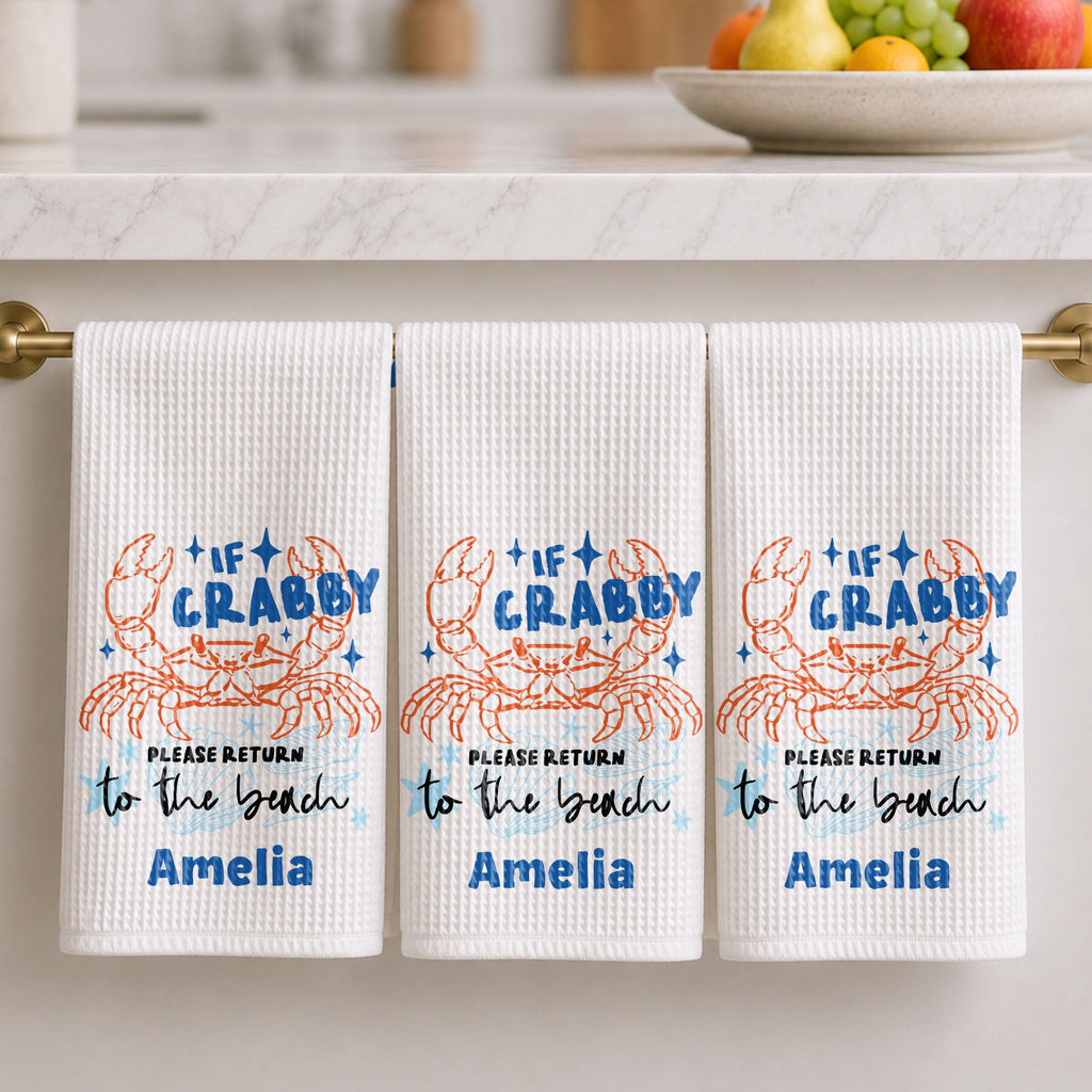 Personalized Kitchen Towel Custom Crab Design Gift for Beach Lovers