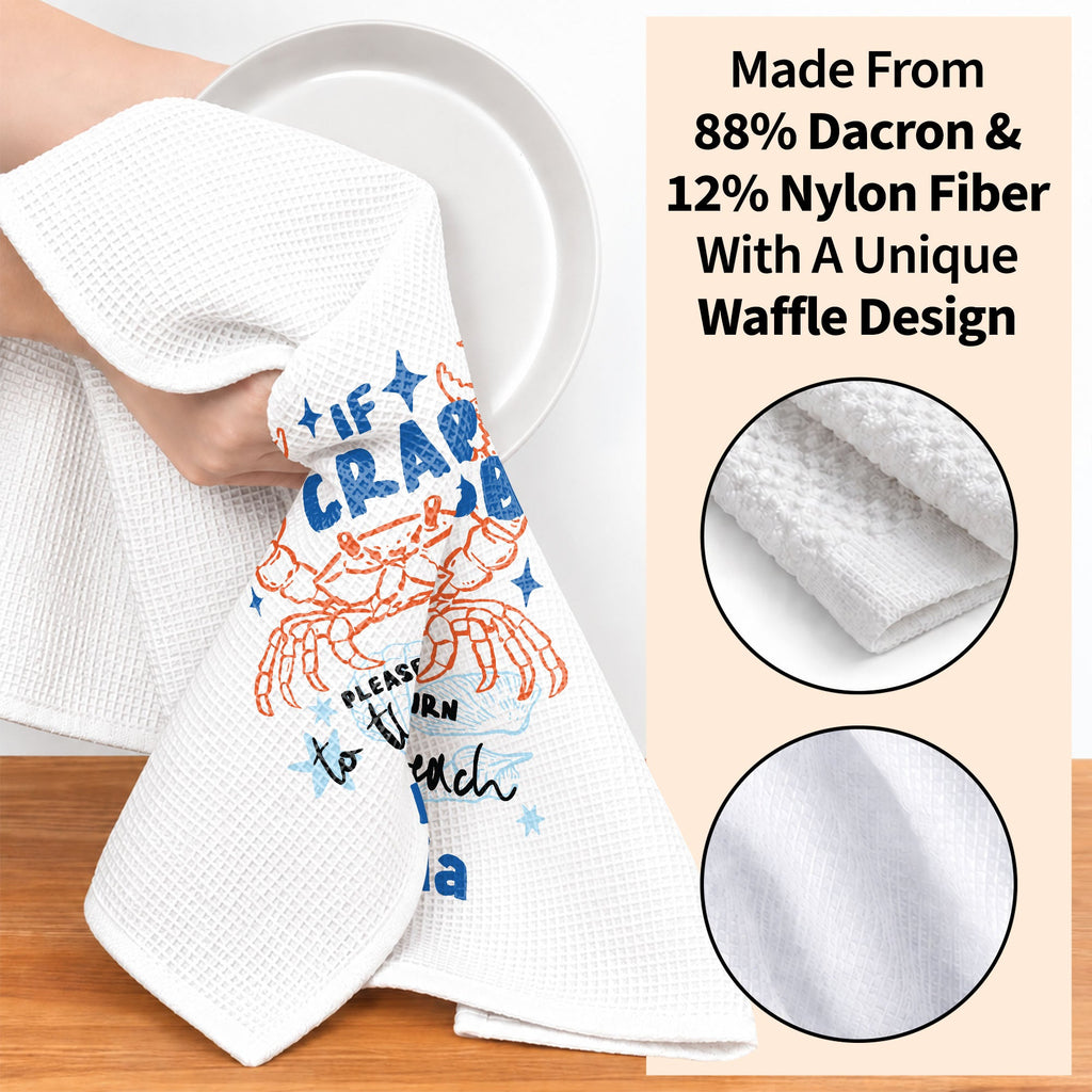 Personalized Kitchen Towel Custom Crab Design Gift for Beach Lovers