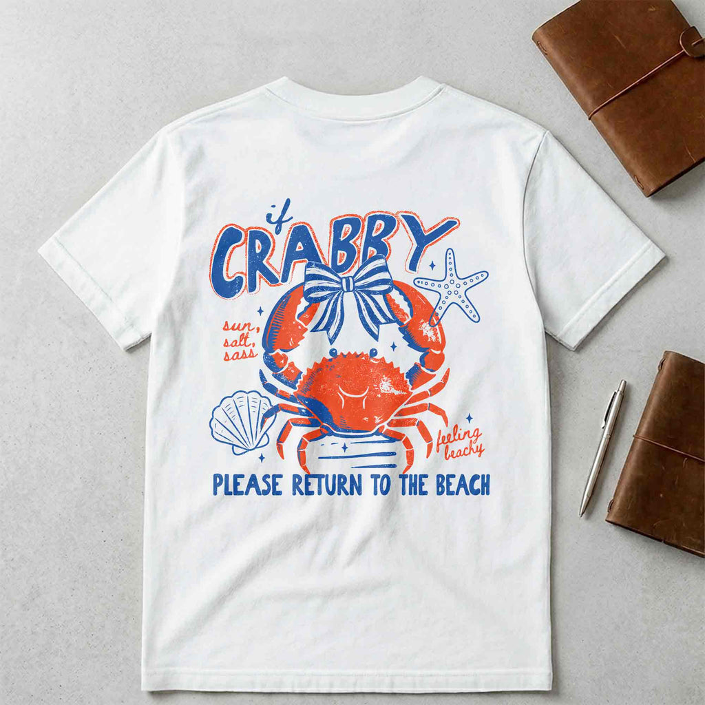 Personalized Beach T-Shirt Custom Name Crabby Design for Girls T-Shirt Font and Back GradoCreations