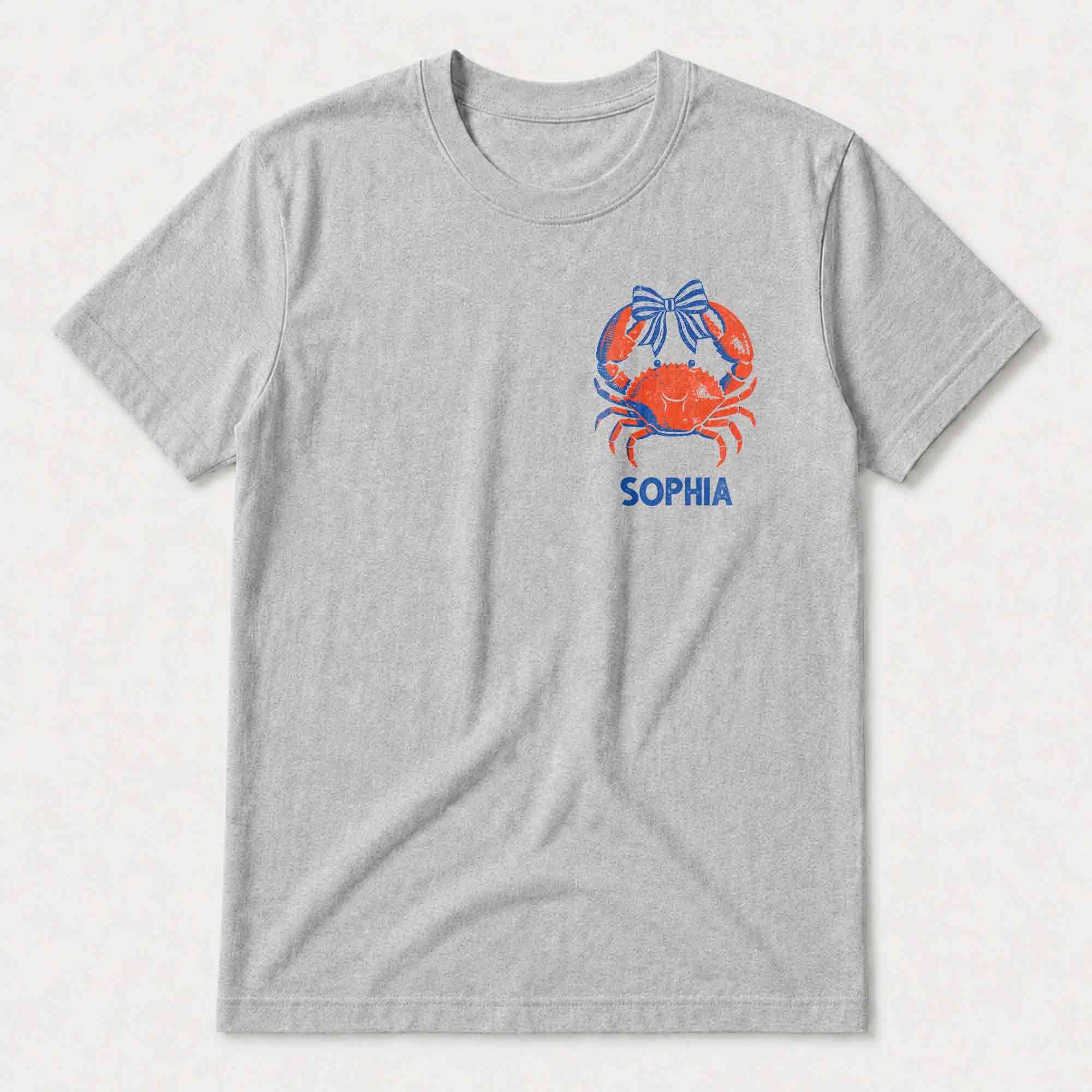 Personalized Beach T-Shirt Custom Name Crabby Design for Girls T-Shirt Font and Back GradoCreations