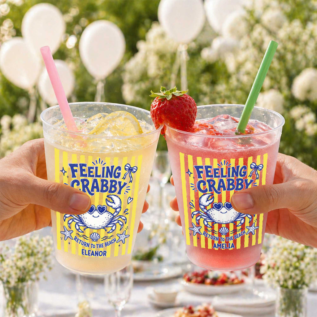 Personalized Frosted Cups Custom Name Crab Beach Party Gift Frosted Cups GradoCreations