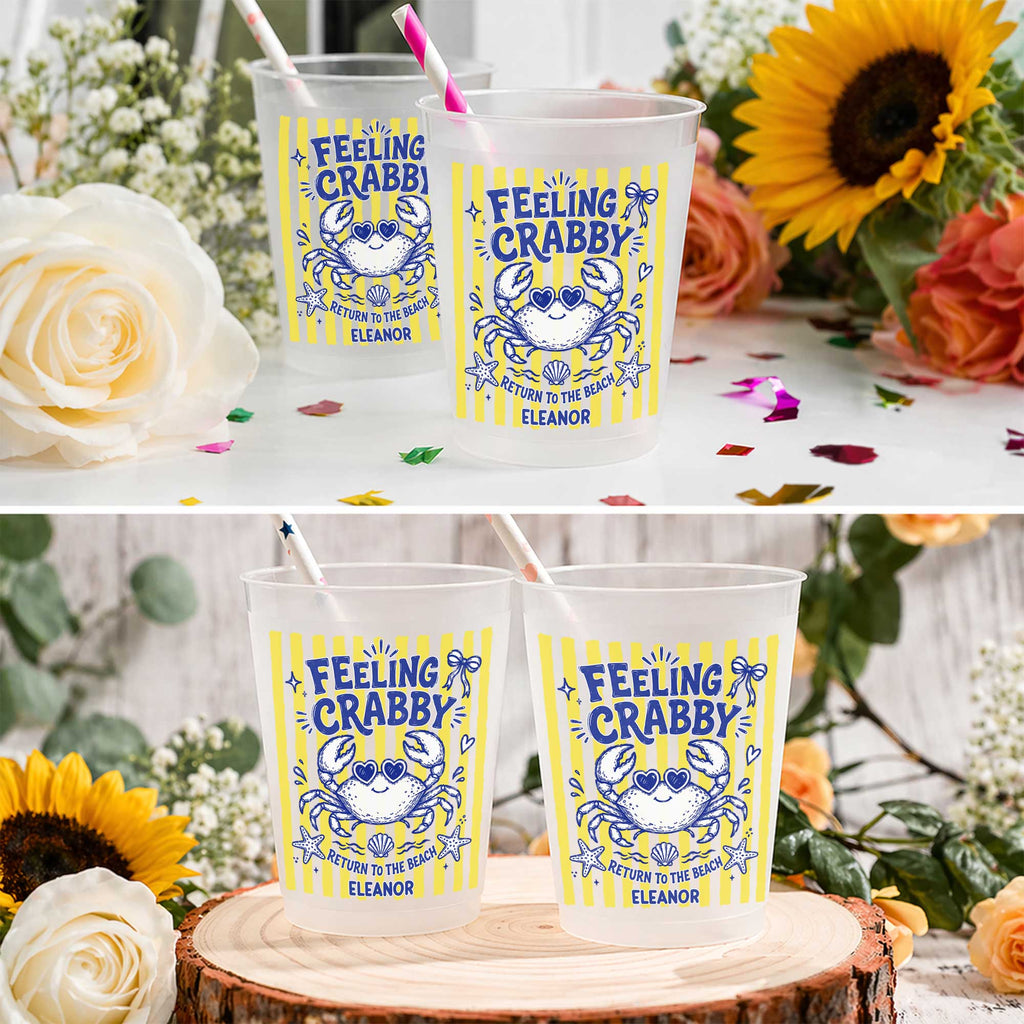 Personalized Frosted Cups Custom Name Crab Beach Party Gift Frosted Cups GradoCreations