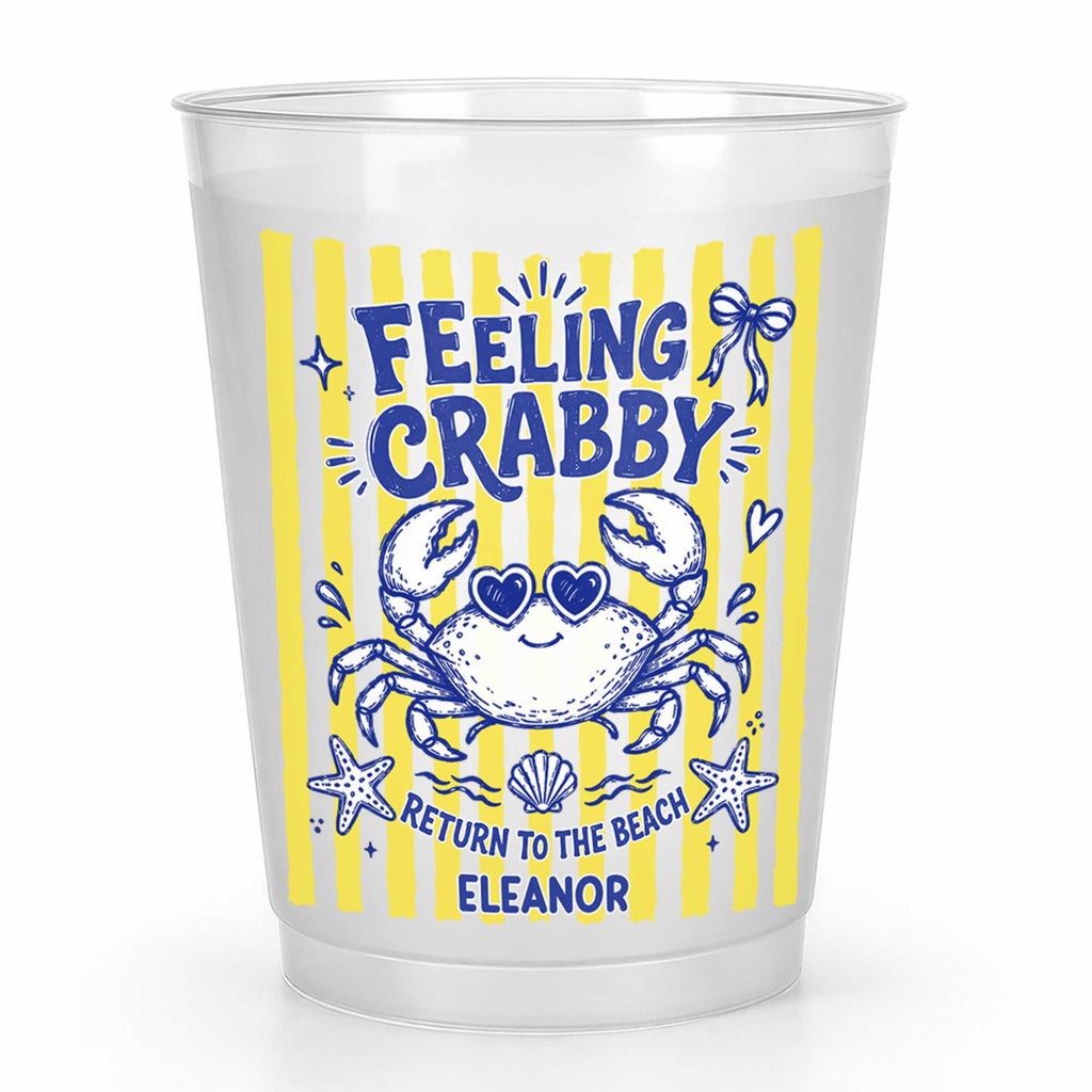 Personalized Frosted Cups Custom Name Crab Beach Party Gift Frosted Cups GradoCreations
