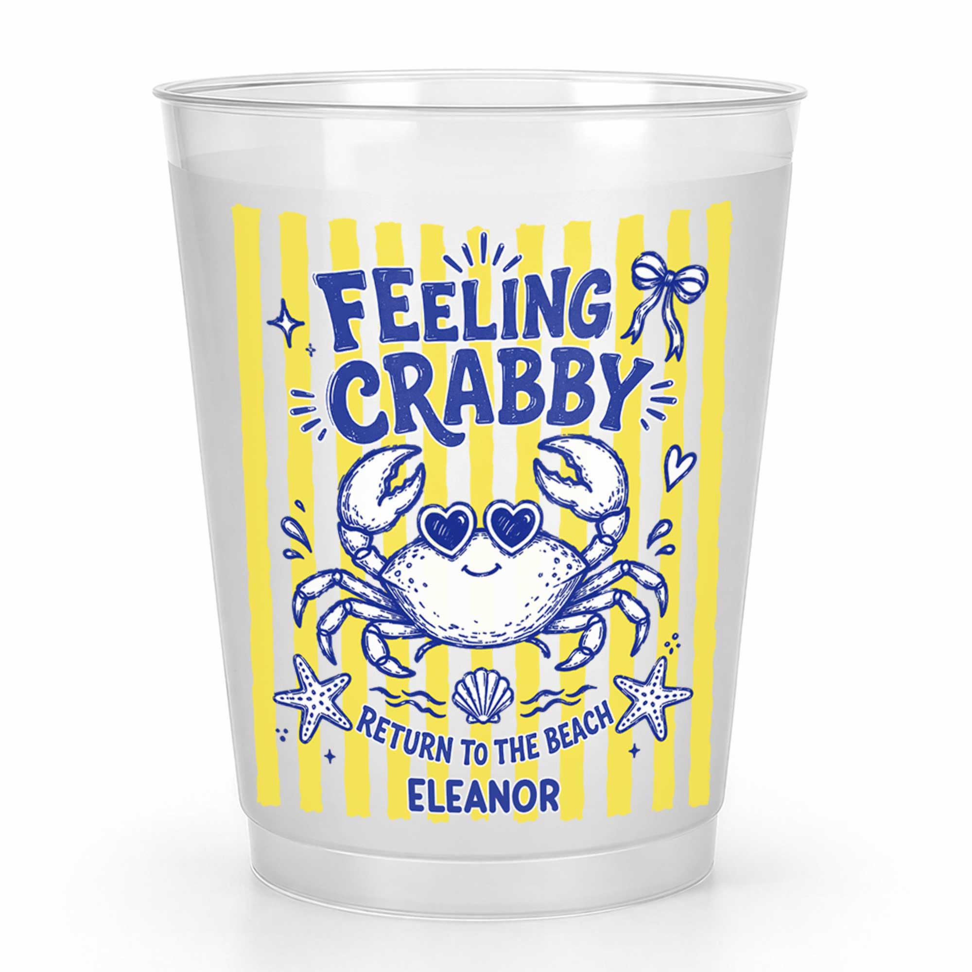 Personalized Frosted Cups Custom Name Crab Beach Party Gift Frosted Cups GradoCreations