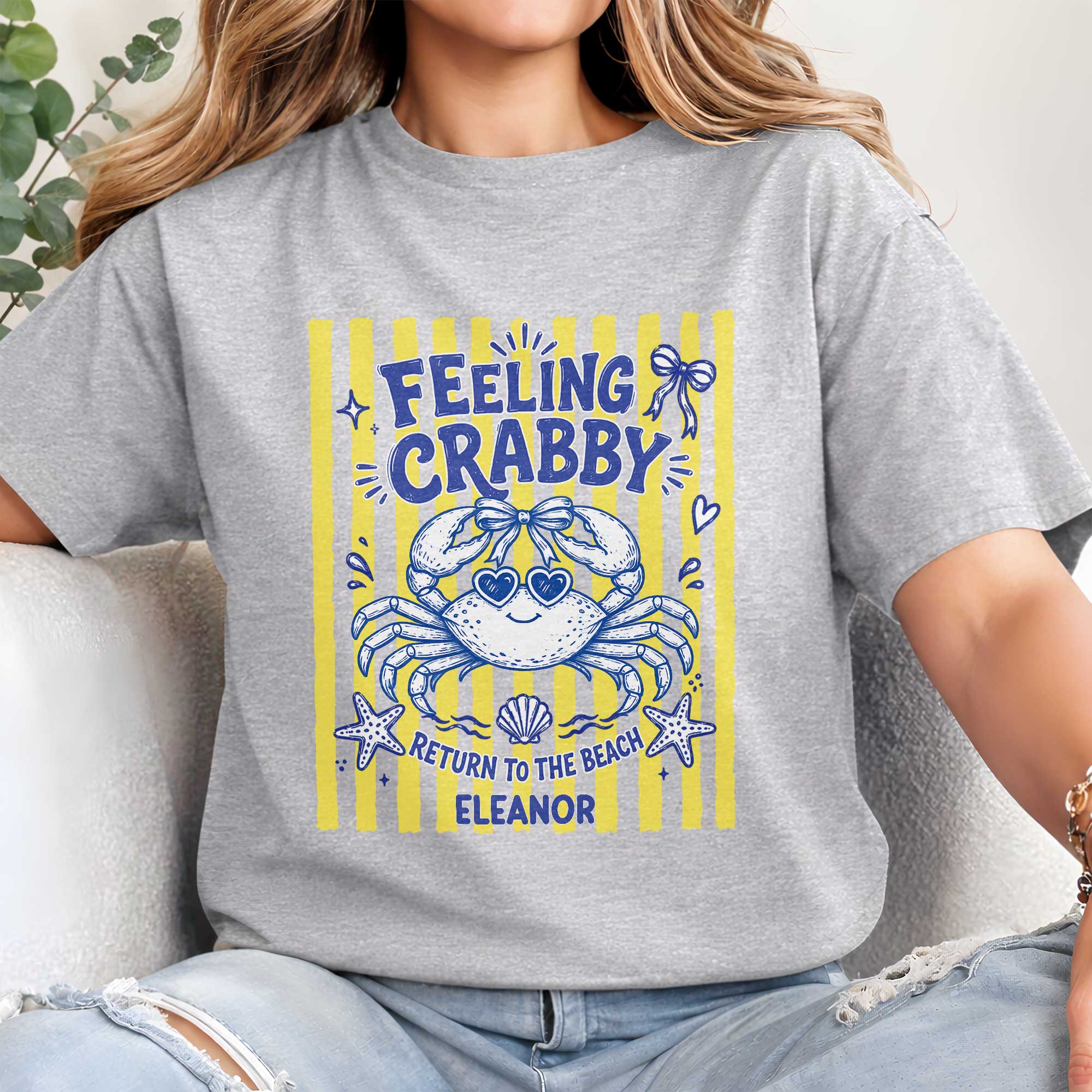 Personalized Beach T-shirt Hoodie Cute Crab Custom Gift Shirt GradoCreations