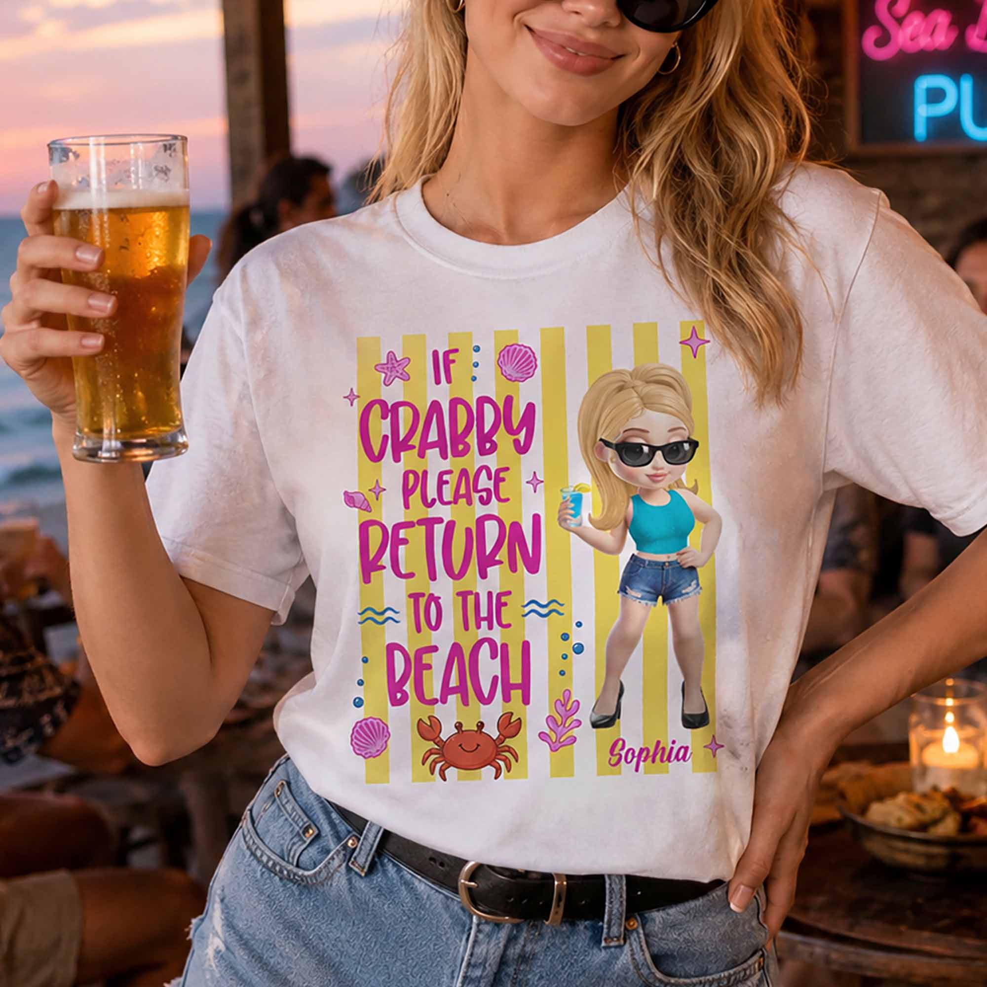 Personalized Crabby Beach T-shirt & Hoodie for Women Shirt GradoCreations