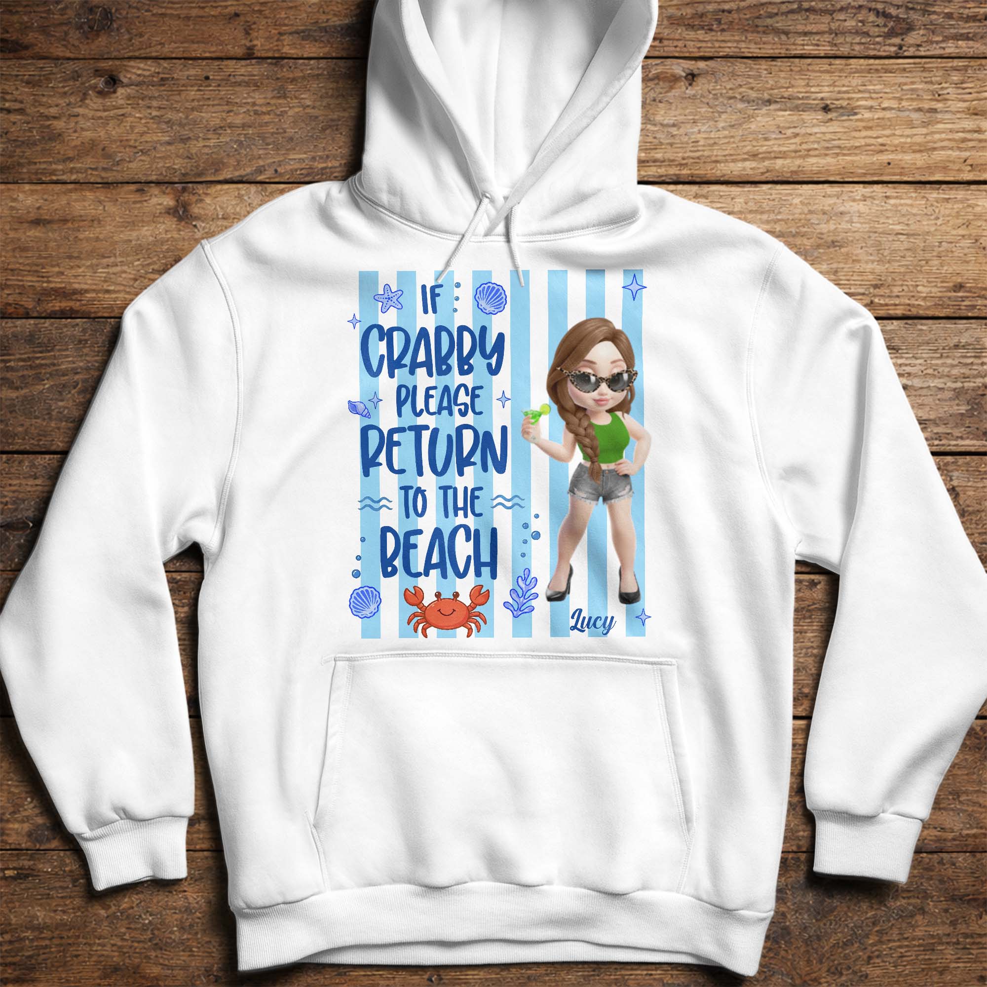 Personalized Crabby Beach T-shirt & Hoodie for Women Shirt GradoCreations