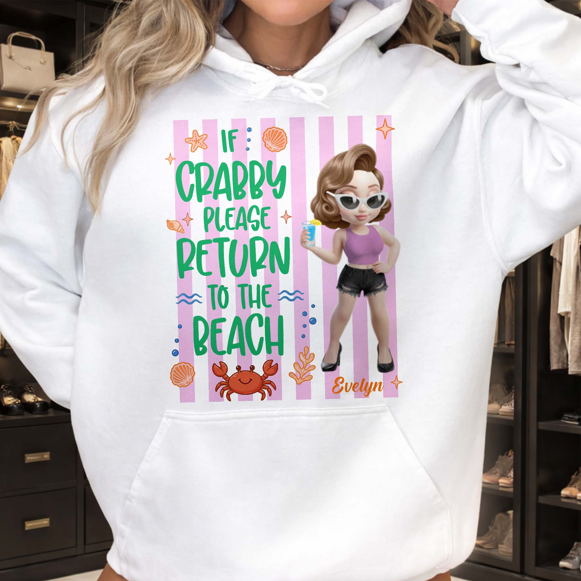 Personalized Crabby Beach T-shirt & Hoodie for Women Shirt GradoCreations