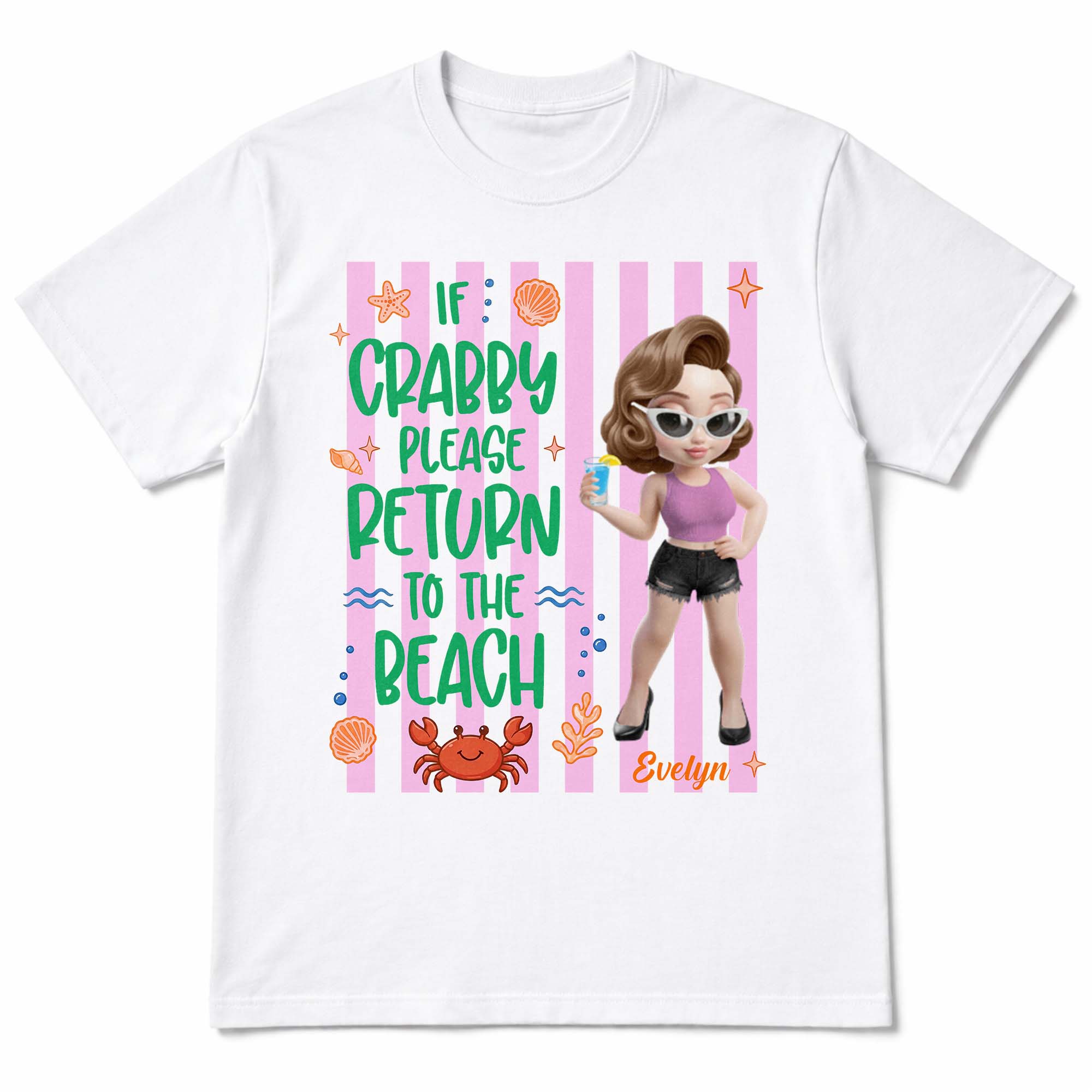 Personalized Crabby Beach T-shirt & Hoodie for Women Shirt GradoCreations