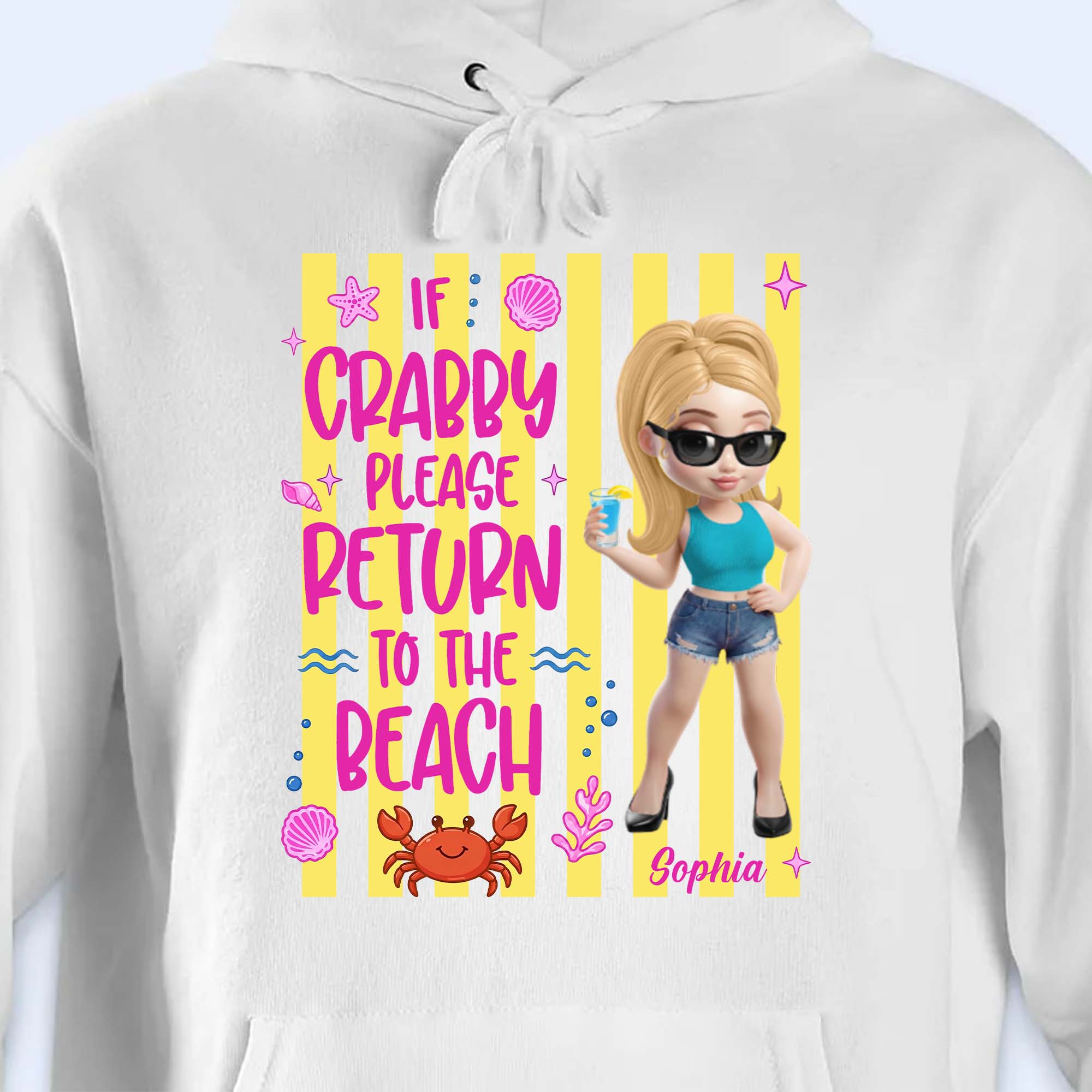 Personalized Crabby Beach T-shirt & Hoodie for Women Shirt GradoCreations