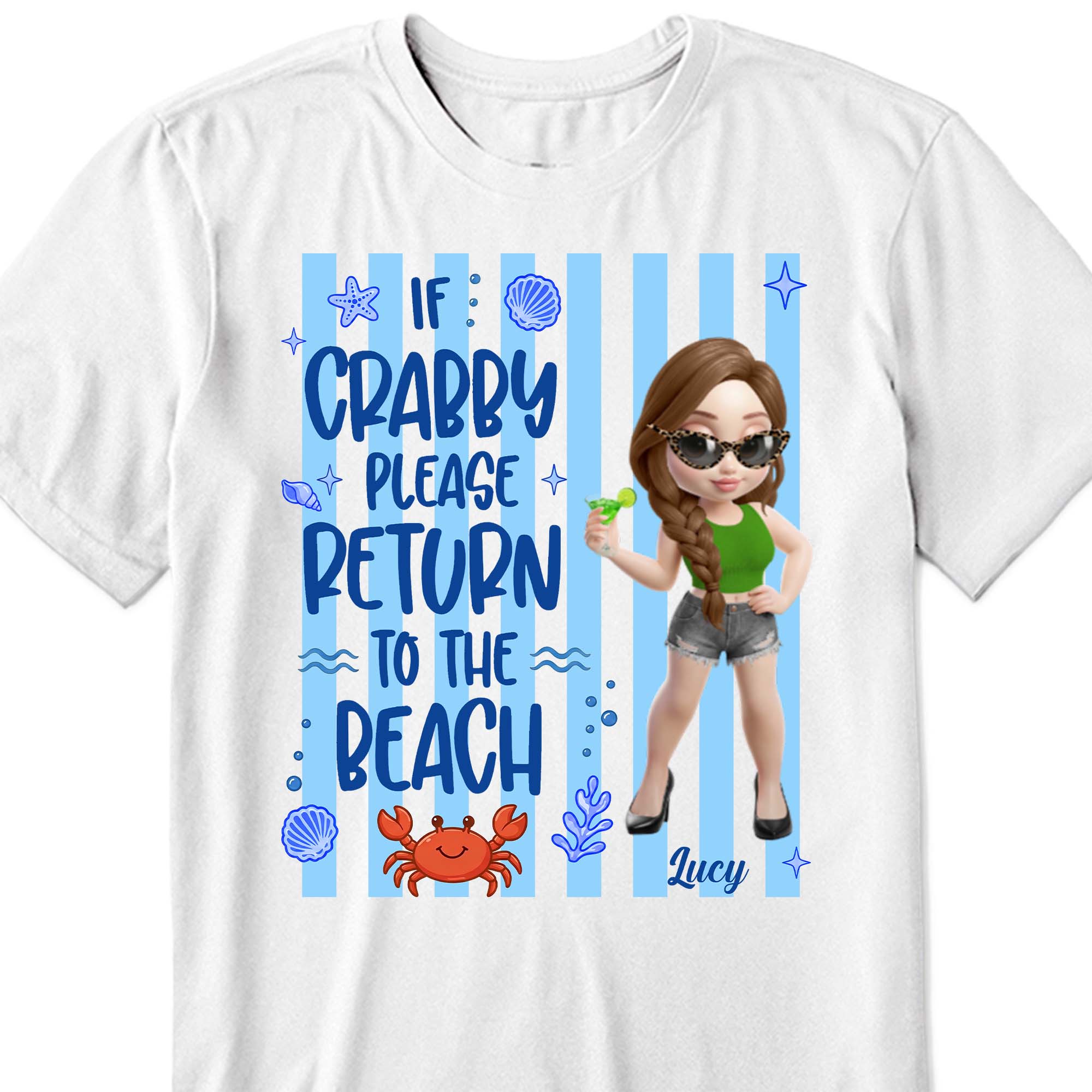 Personalized Crabby Beach T-shirt & Hoodie for Women Shirt GradoCreations