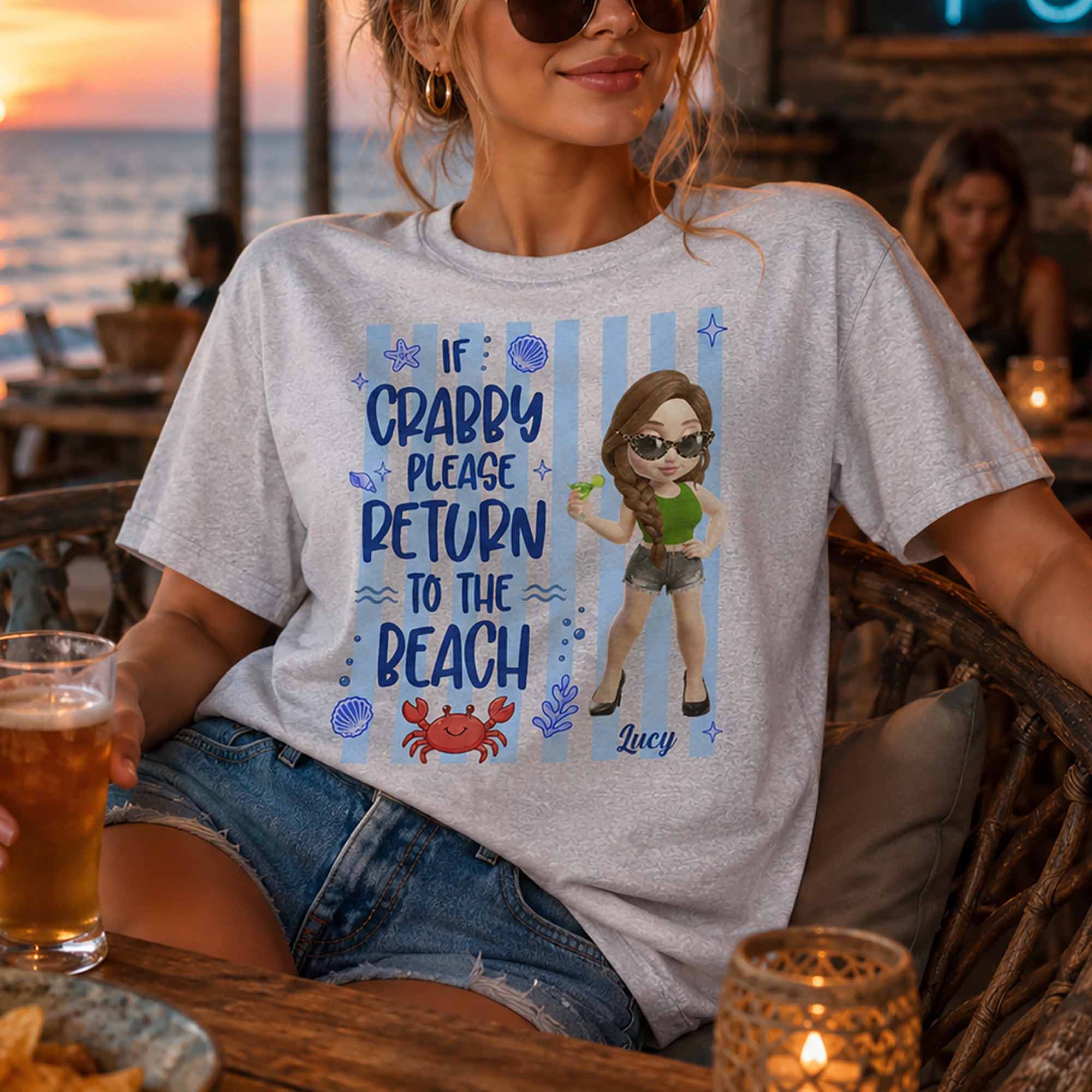 Personalized Crabby Beach T-shirt & Hoodie for Women Shirt GradoCreations