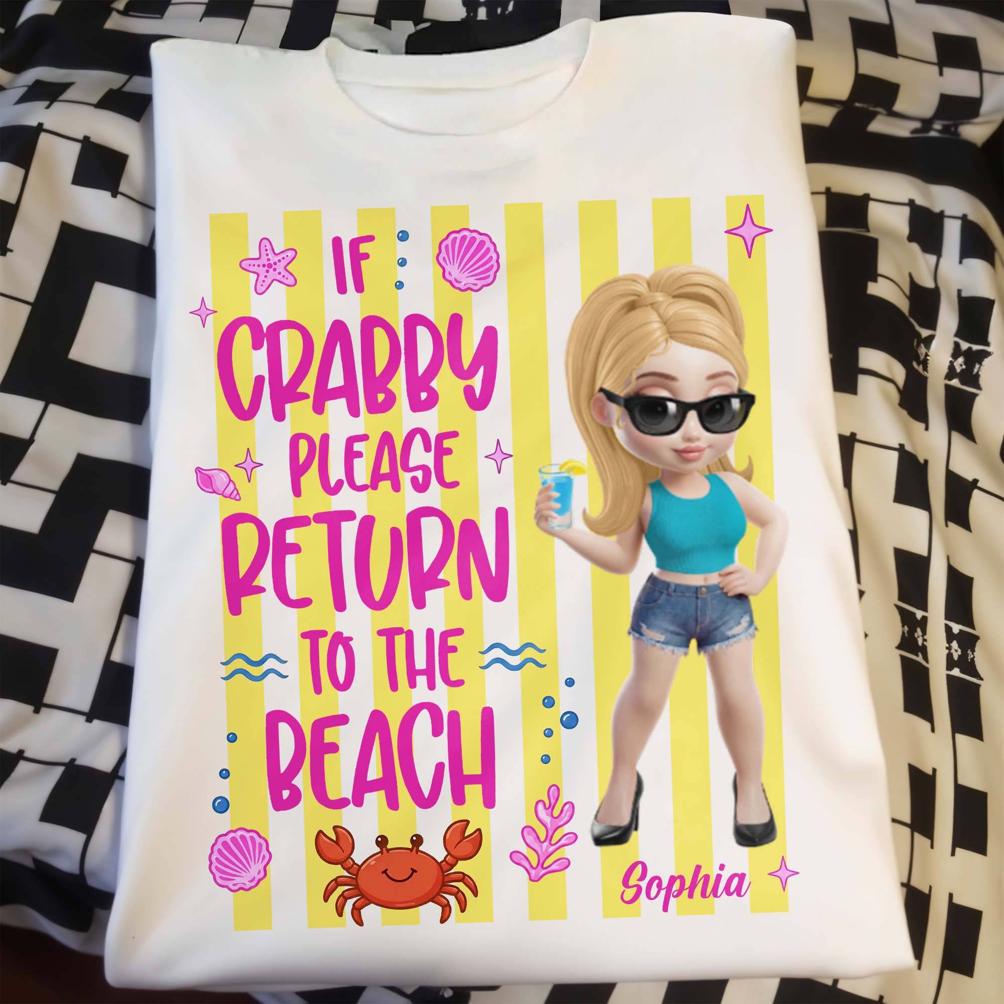 Personalized Crabby Beach T-shirt & Hoodie for Women Shirt GradoCreations