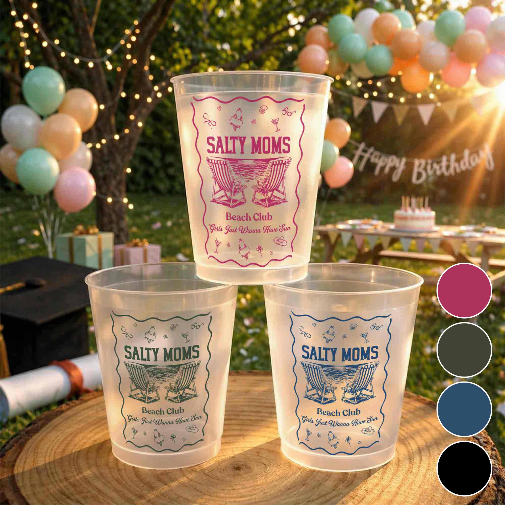 Personalized Frosted Cups Custom Design Beach Party Gift Frosted Cups GradoCreations