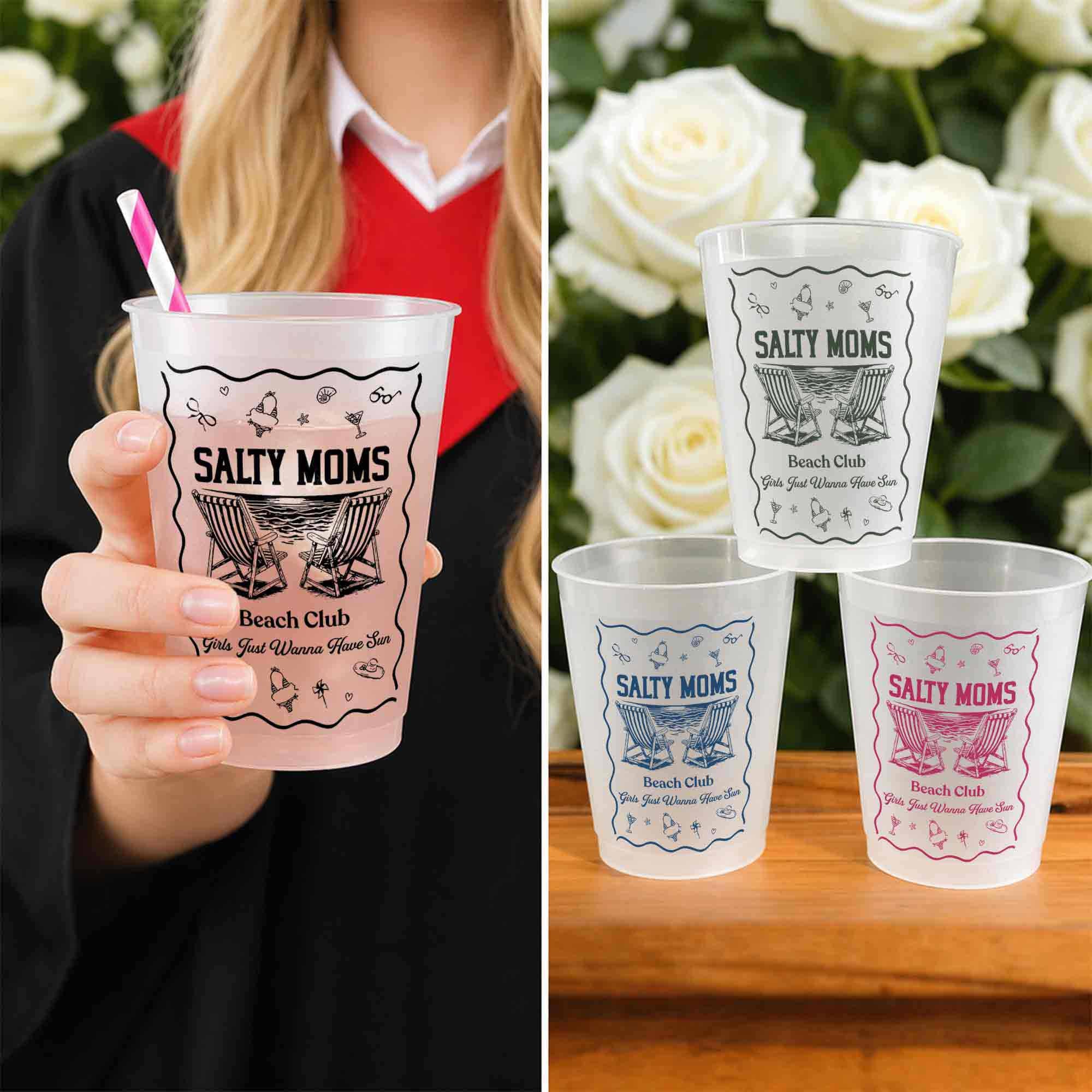 Personalized Frosted Cups Custom Design Beach Party Gift Frosted Cups GradoCreations