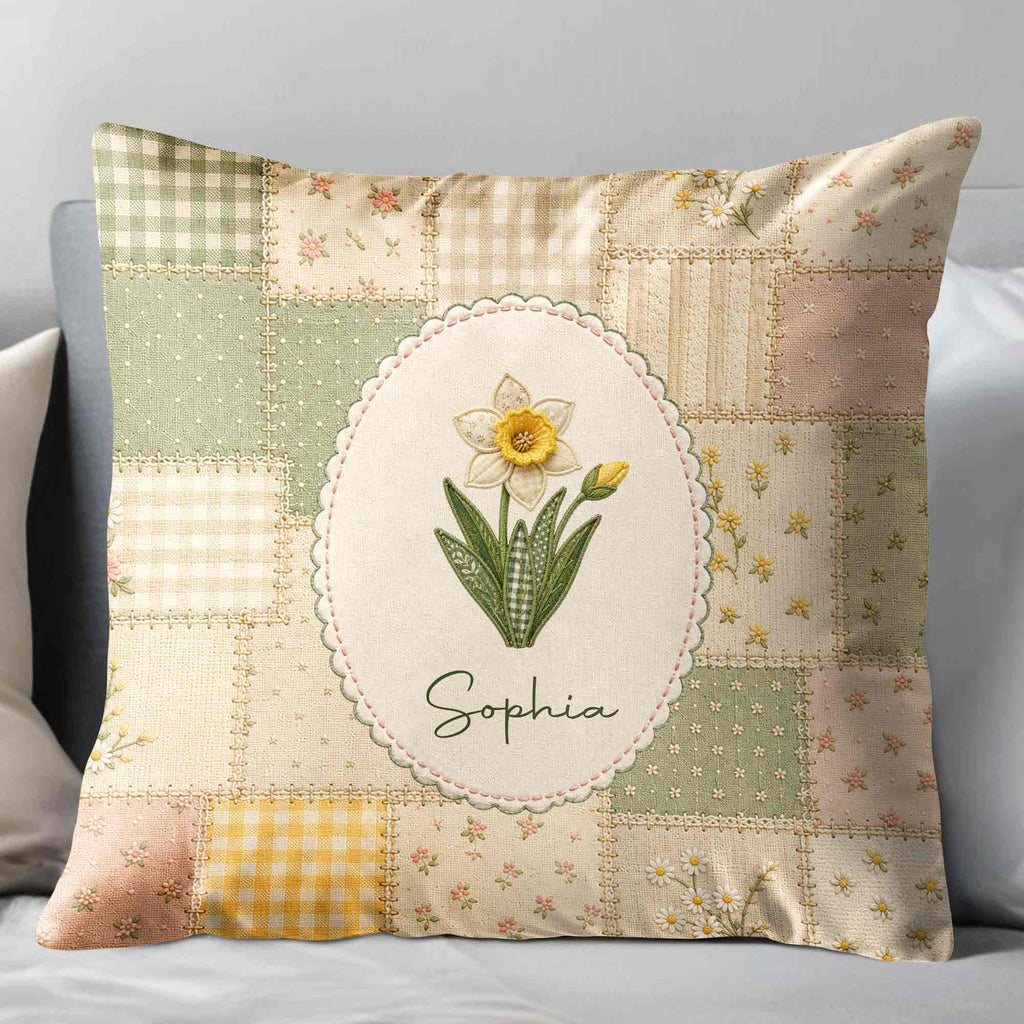 Personalized Birth Month Flower Pillow Custom Name Gift for Her Pillow GradoCreations