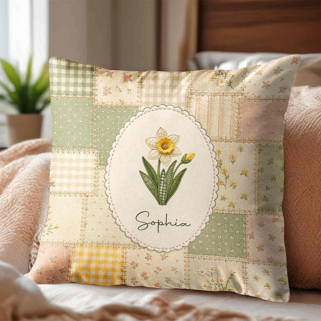 Personalized Birth Month Flower Pillow Custom Name Gift for Her Pillow GradoCreations