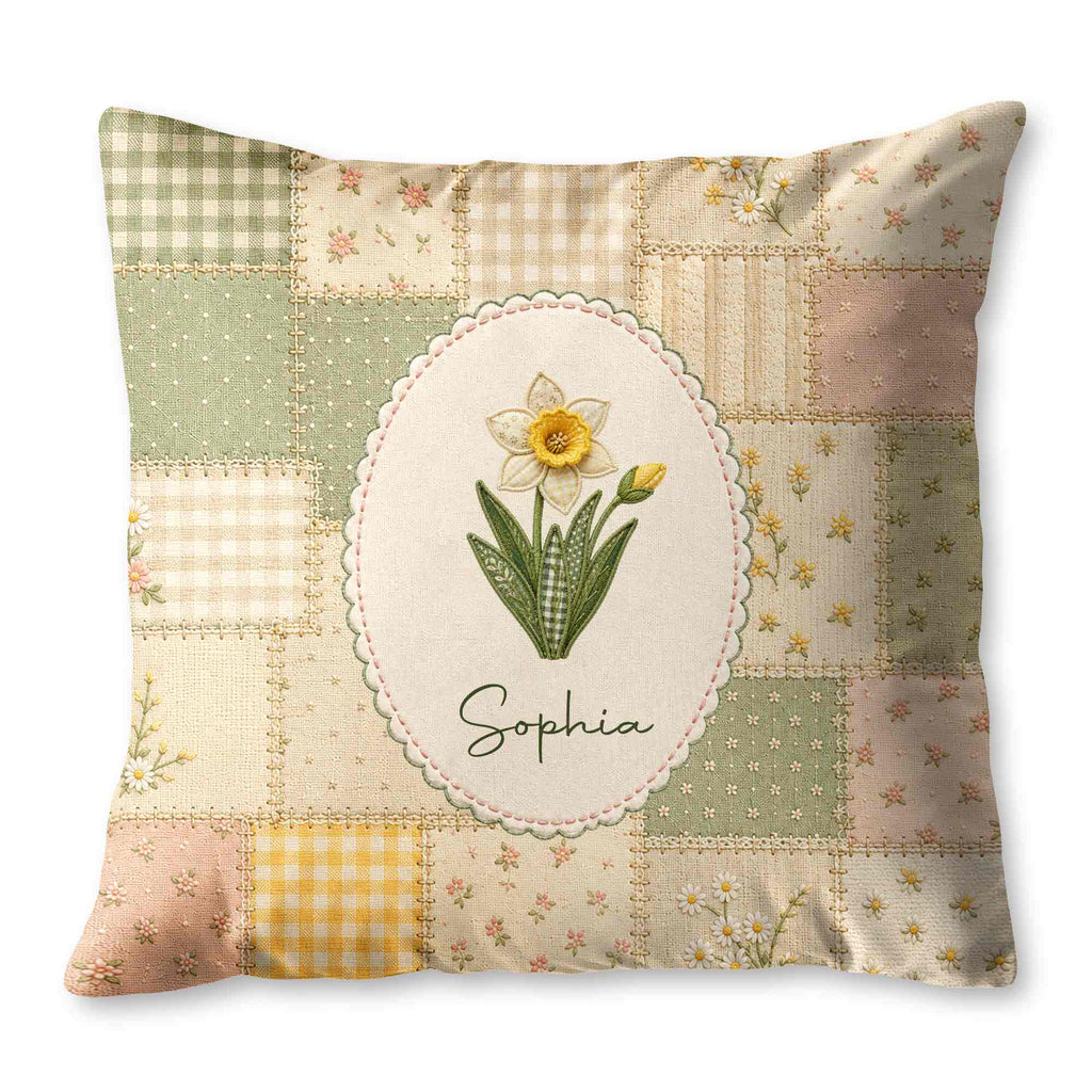 Personalized Birth Month Flower Pillow Custom Name Gift for Her Pillow GradoCreations