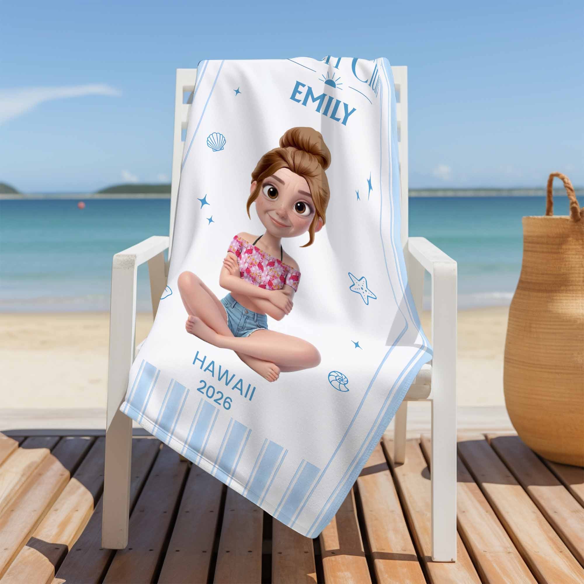 Personalized Beach Towel Custom Name Summer Gift for Girls Beach Towels GradoCreations