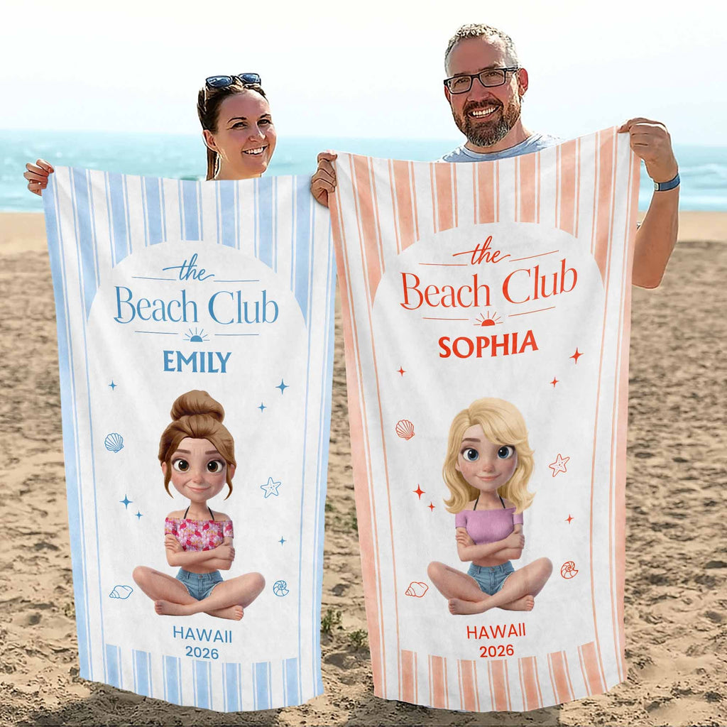 Personalized Beach Towel Custom Name Summer Gift for Girls Beach Towels GradoCreations