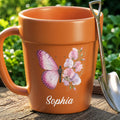 Personalized Plant Pot Ceramic Mug Custom Butterfly Gift for Her Plant Pot Ceramic Mug GradoCreations