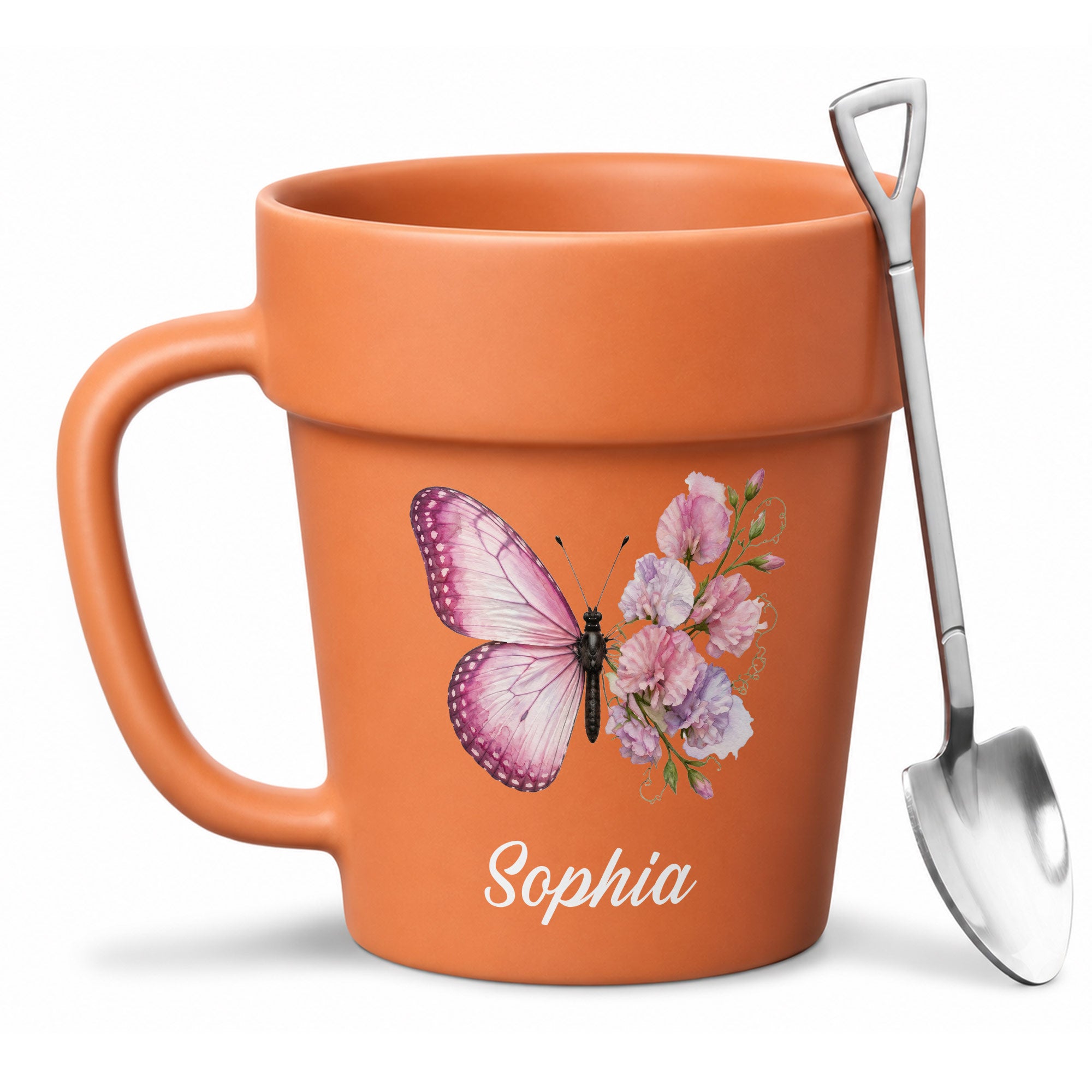 Personalized Plant Pot Ceramic Mug Custom Butterfly Gift for Her Plant Pot Ceramic Mug GradoCreations