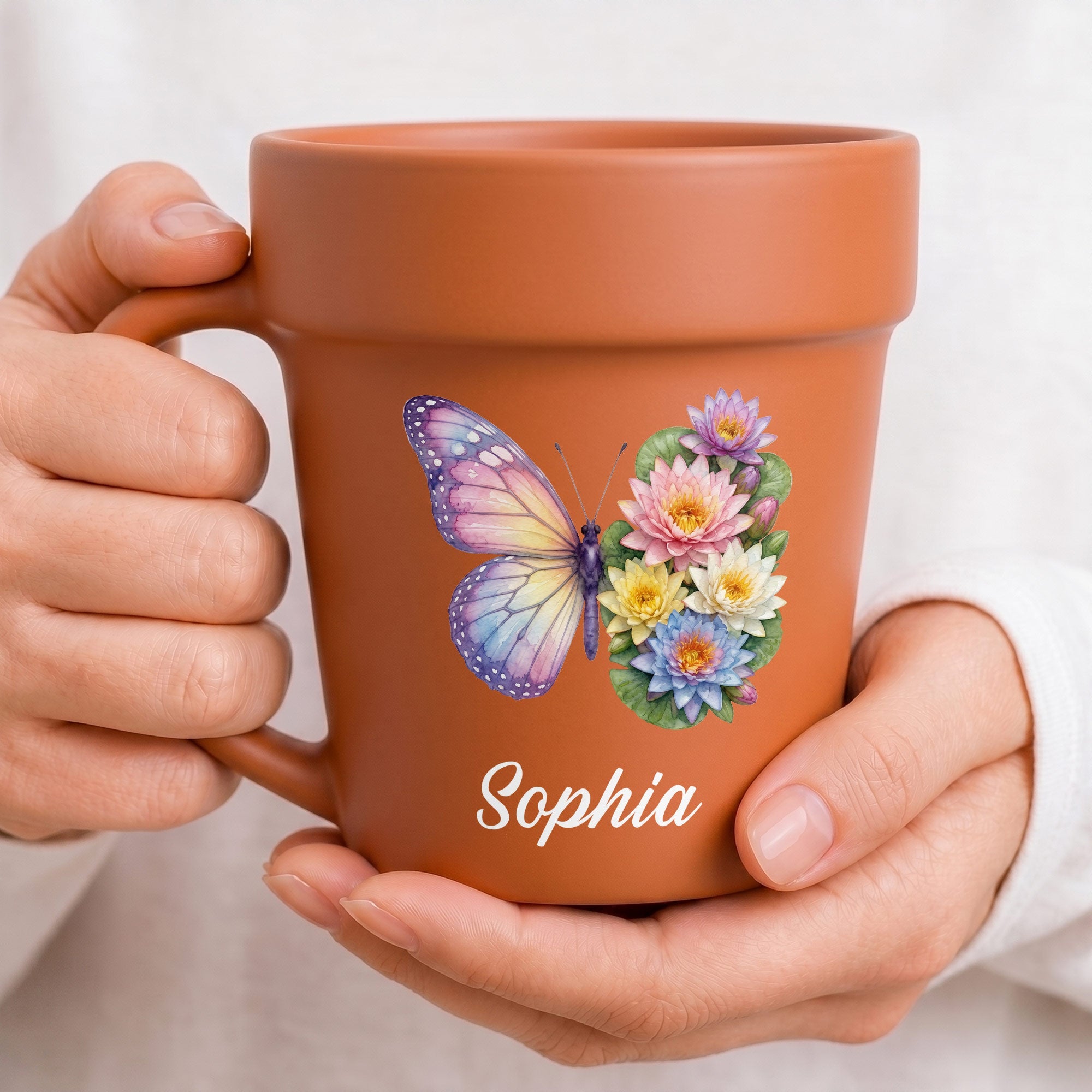 Personalized Plant Pot Ceramic Mug Custom Butterfly Gift for Her Plant Pot Ceramic Mug GradoCreations