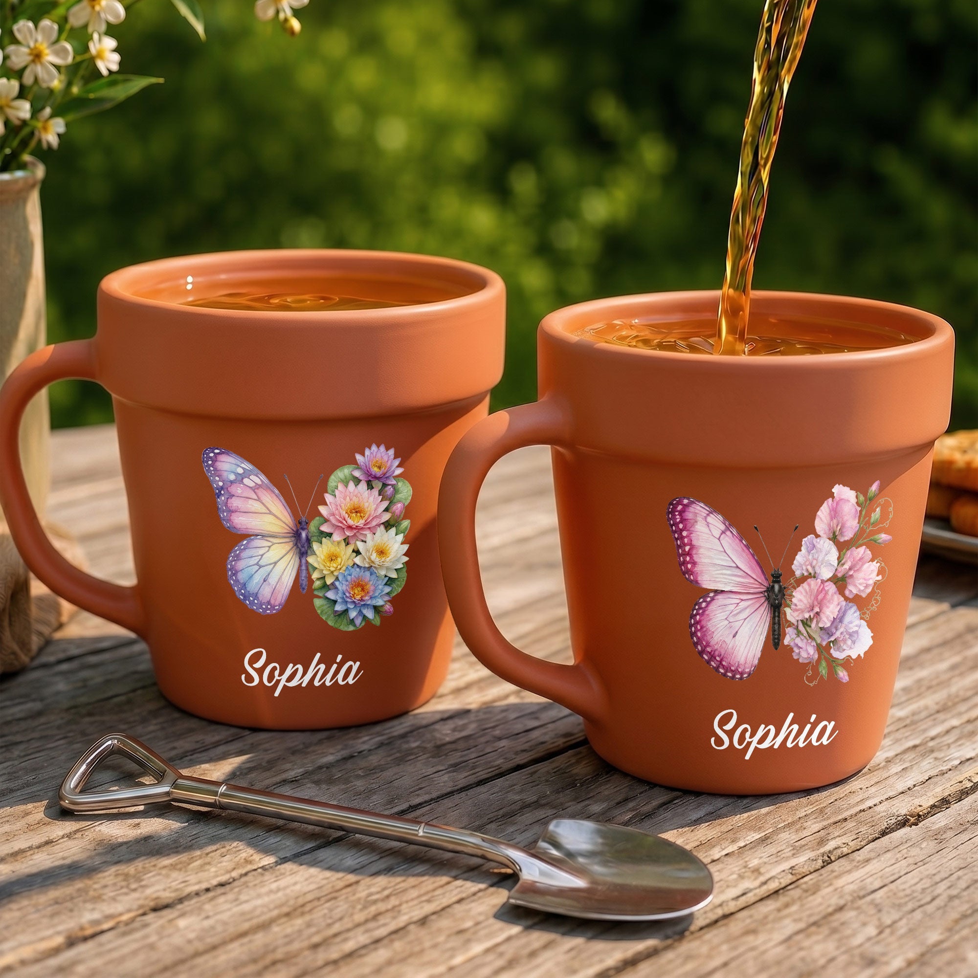 Personalized Plant Pot Ceramic Mug Custom Butterfly Gift for Her Plant Pot Ceramic Mug GradoCreations