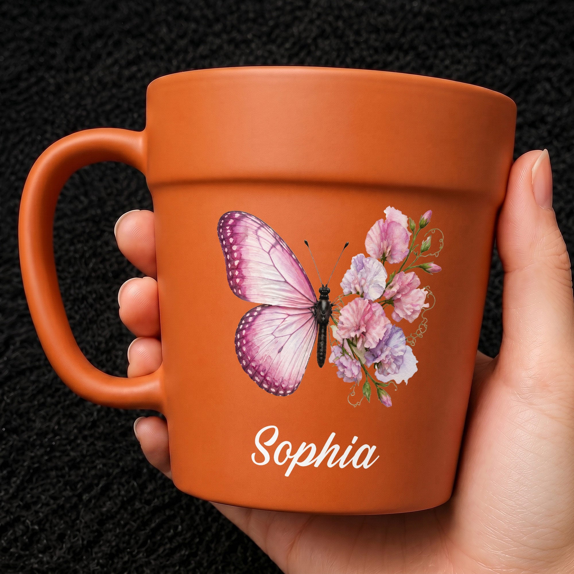 Personalized Plant Pot Ceramic Mug Custom Butterfly Gift for Her Plant Pot Ceramic Mug GradoCreations