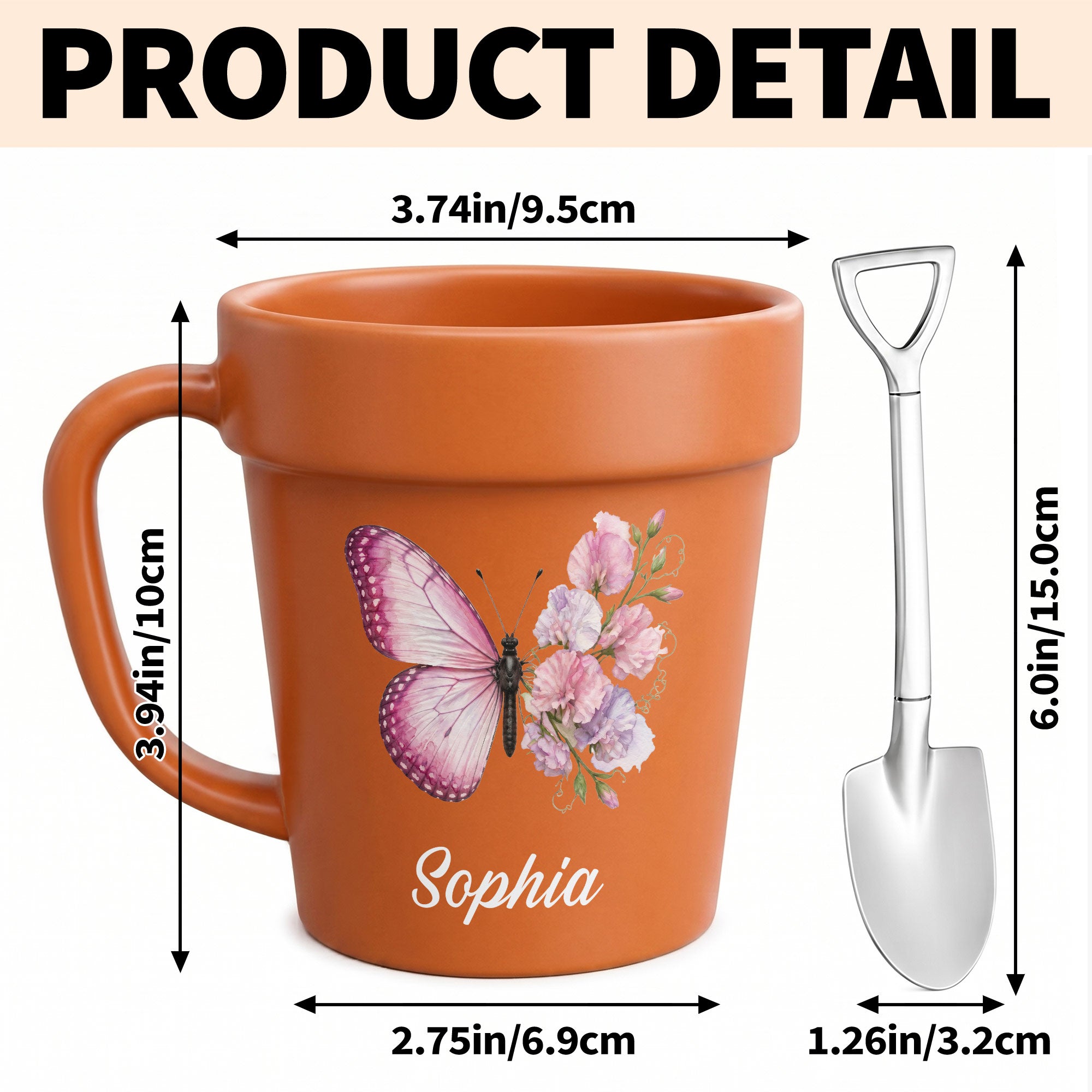 Personalized Plant Pot Ceramic Mug Custom Butterfly Gift for Her Plant Pot Ceramic Mug GradoCreations