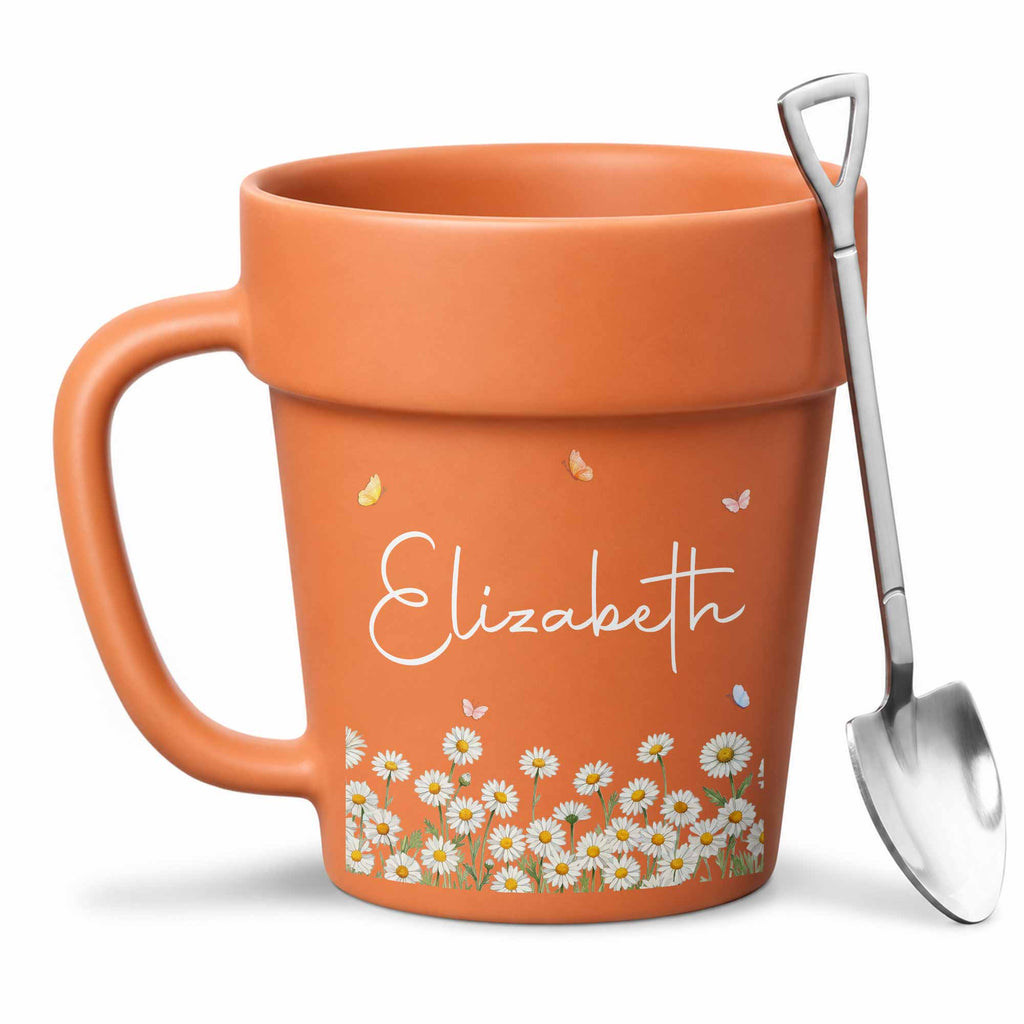 Personalized Ceramic Flower Pot Mug Custom Name Gift for Mom