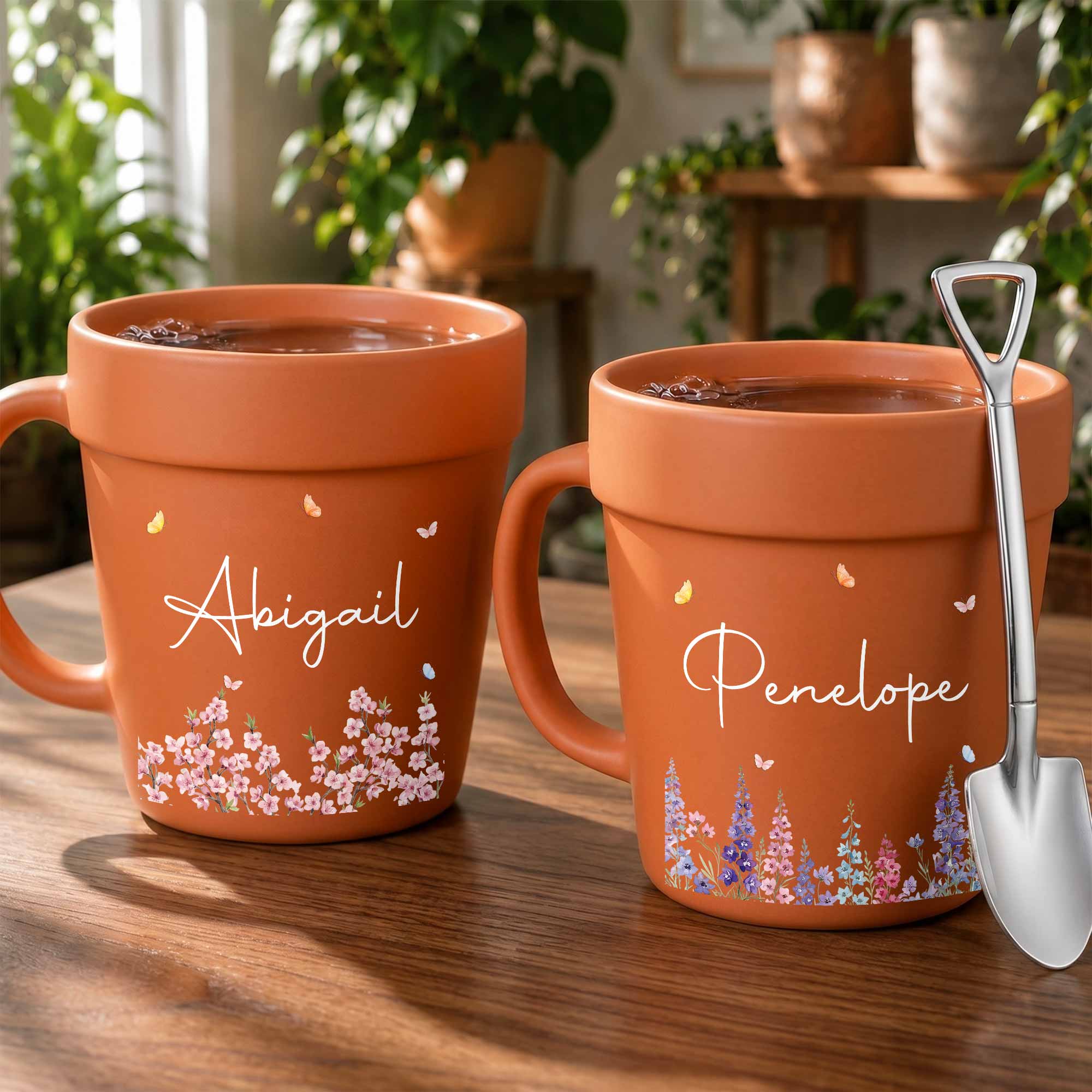 Personalized Ceramic Flower Pot Mug Custom Name Gift for Mom