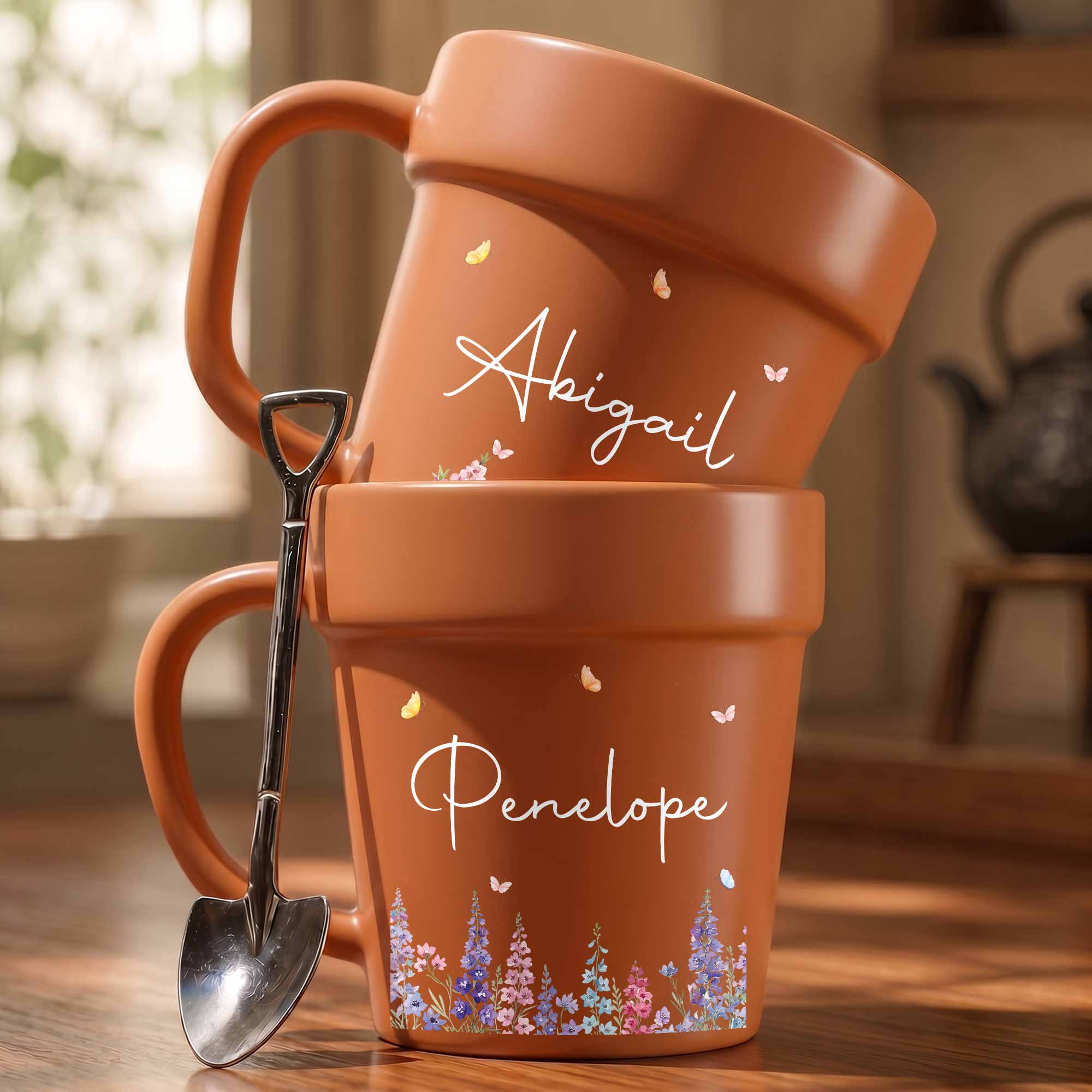 Personalized Ceramic Flower Pot Mug Custom Name Gift for Mom