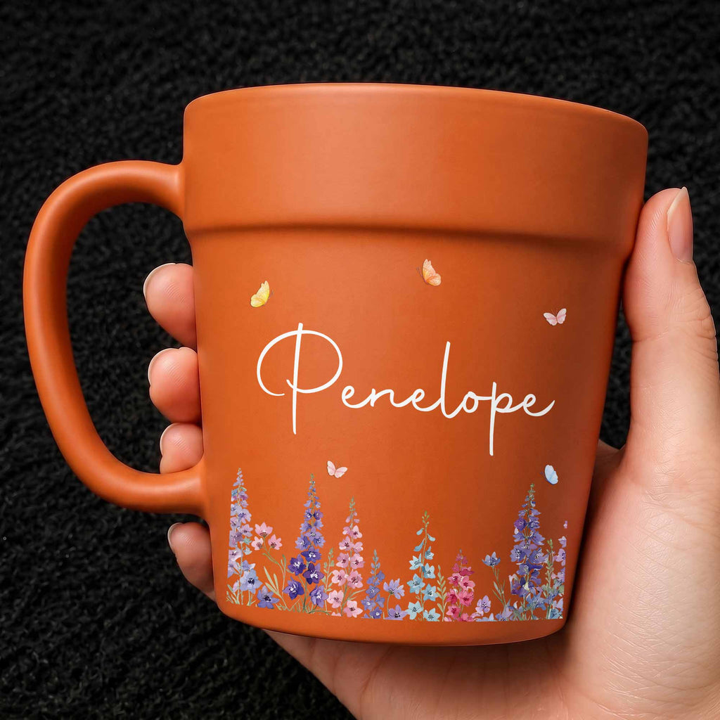 Personalized Ceramic Flower Pot Mug Custom Name Gift for Mom