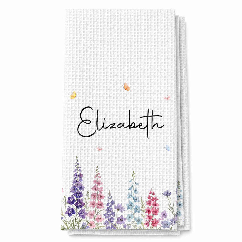Personalized Kitchen Towel with Birth Month Flowers for Her