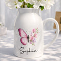 Personalized Butterfly Ceramic Flower Vase Custom Name Gift Flower Vase GradoCreations