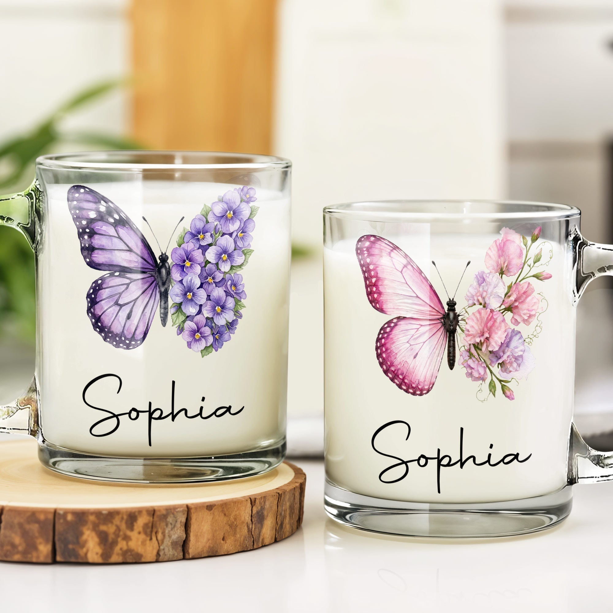 Personalized Birth Month Flowers Glass Mug Custom Gift for Her Glass Mug GradoCreations