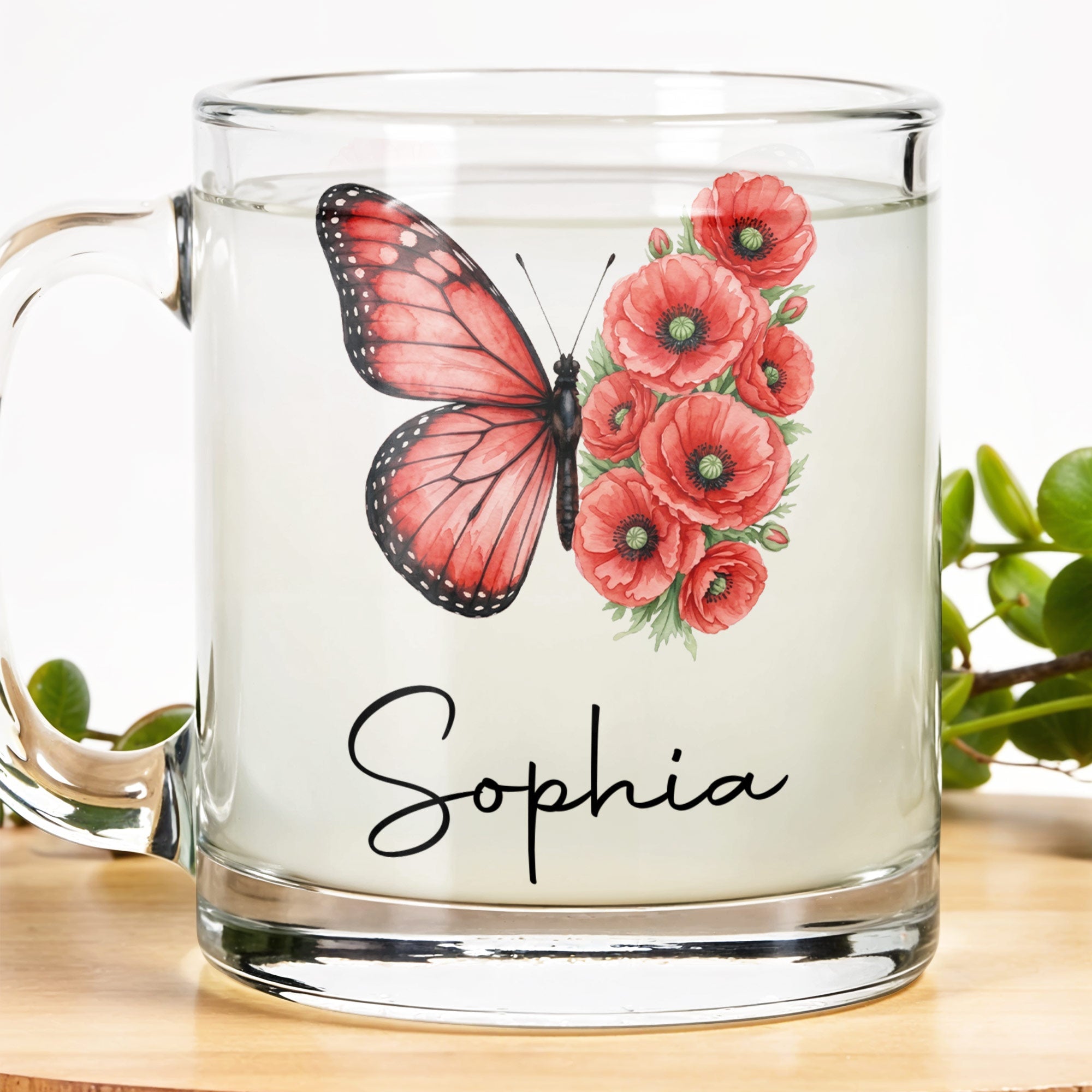 Personalized Birth Month Flowers Glass Mug Custom Gift for Her Glass Mug GradoCreations