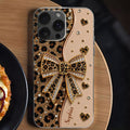 Personalized Leopard Print Clear Phone Case Custom Name Gift for Her