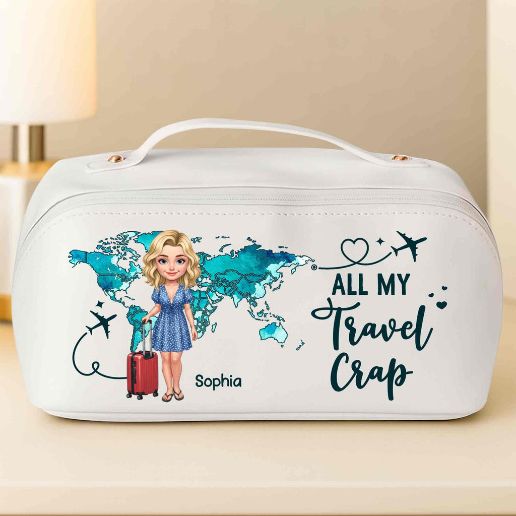 Personalized Faux Leather Makeup Bag Custom Name Gift for Women Leather Makeup Bag GradoCreations