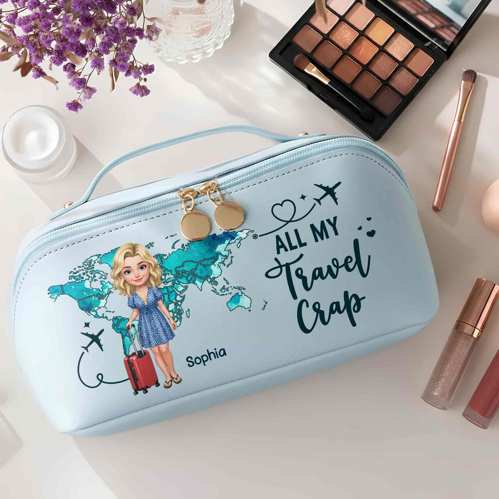 Personalized Faux Leather Makeup Bag Custom Name Gift for Women Leather Makeup Bag GradoCreations