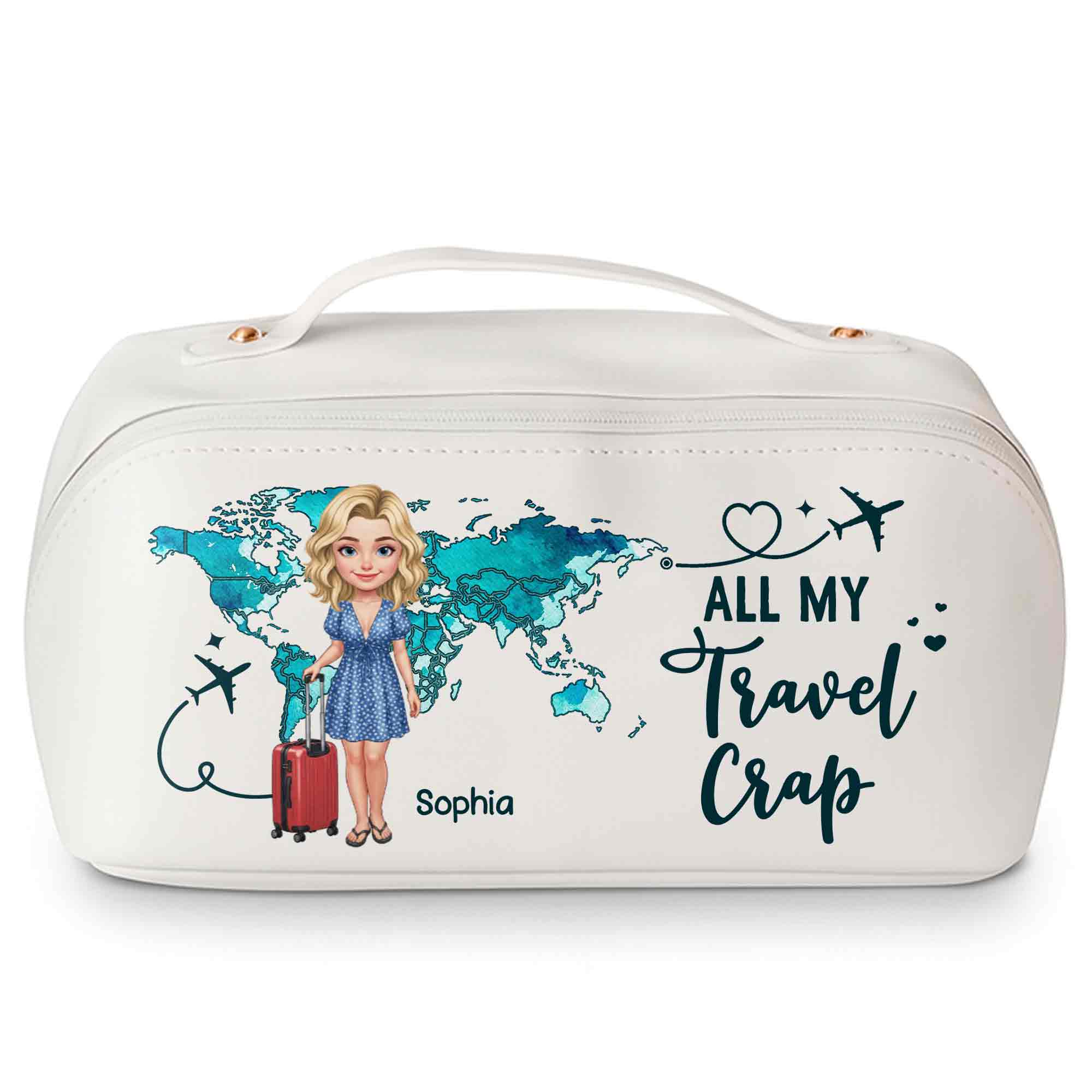 Personalized Faux Leather Makeup Bag Custom Name Gift for Women Leather Makeup Bag GradoCreations