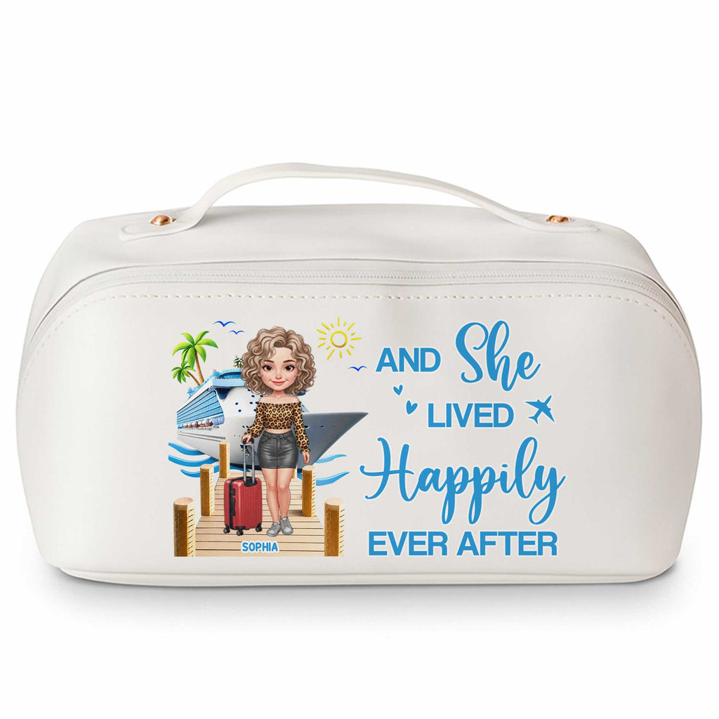Personalized Faux Leather Makeup Bag Custom Name Travel Gift for Women Leather Makeup Bag GradoCreations