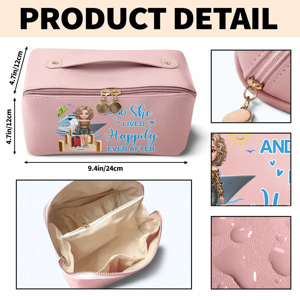 Personalized Faux Leather Makeup Bag Custom Name Travel Gift for Women Leather Makeup Bag GradoCreations