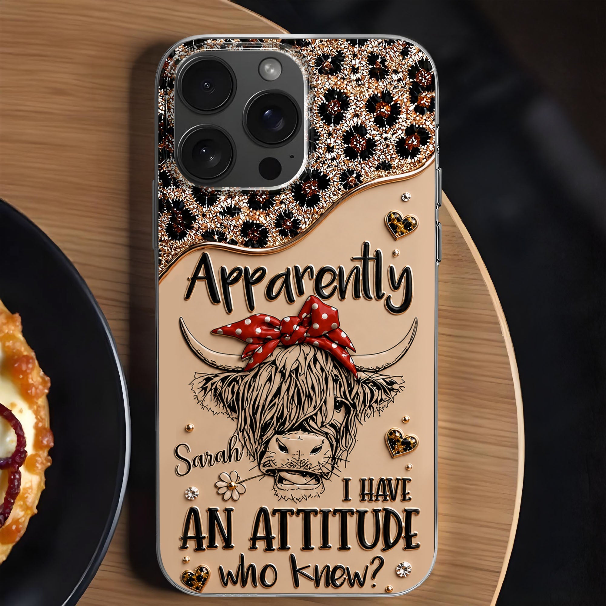 Personalized Clear Phone Case with Highland Cow Design for Her Clear Phone Case GradoCreations