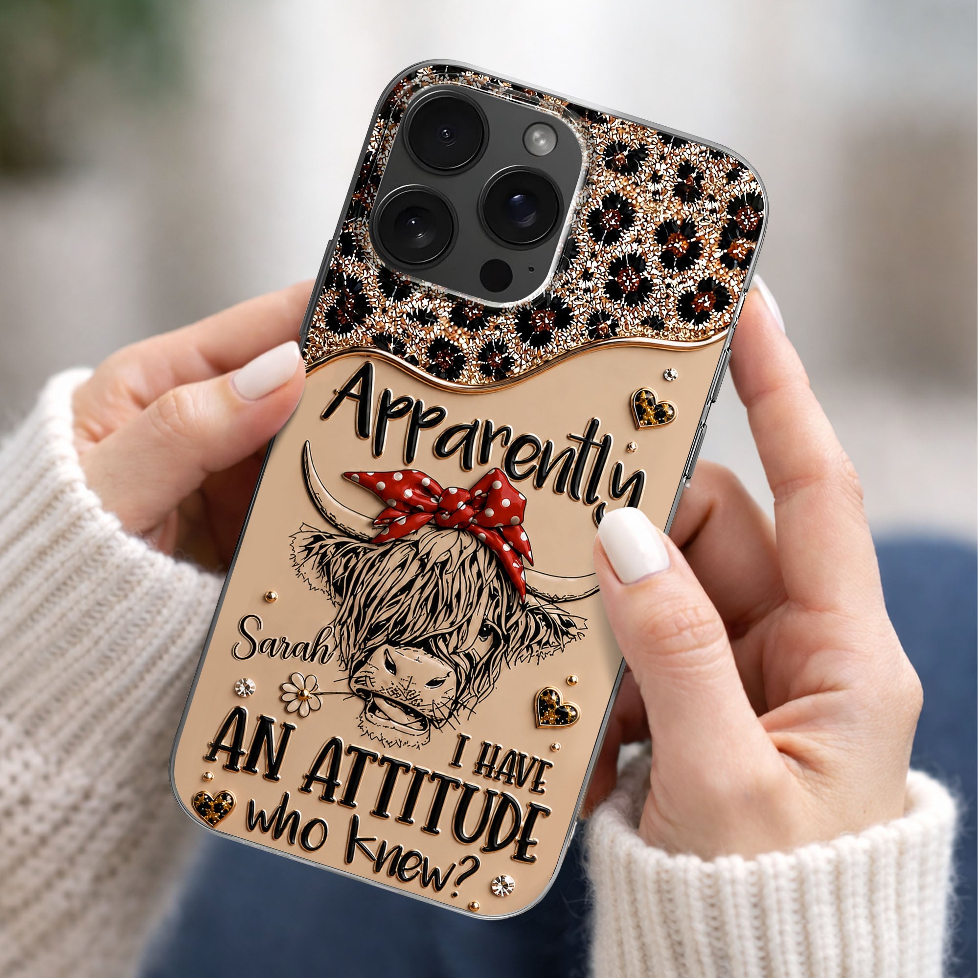 Personalized Clear Phone Case with Highland Cow Design for Her Clear Phone Case GradoCreations