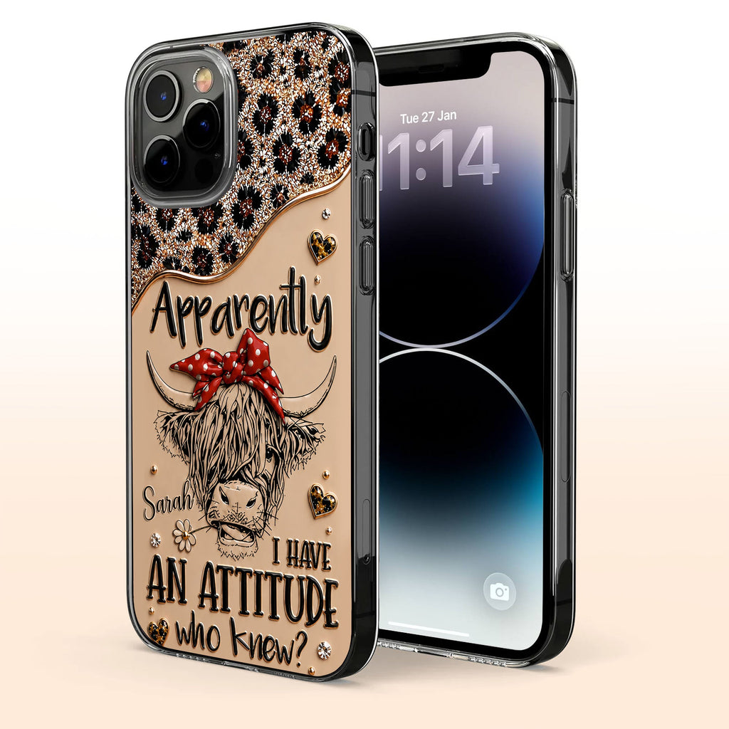 Personalized Clear Phone Case with Highland Cow Design for Her Clear Phone Case GradoCreations