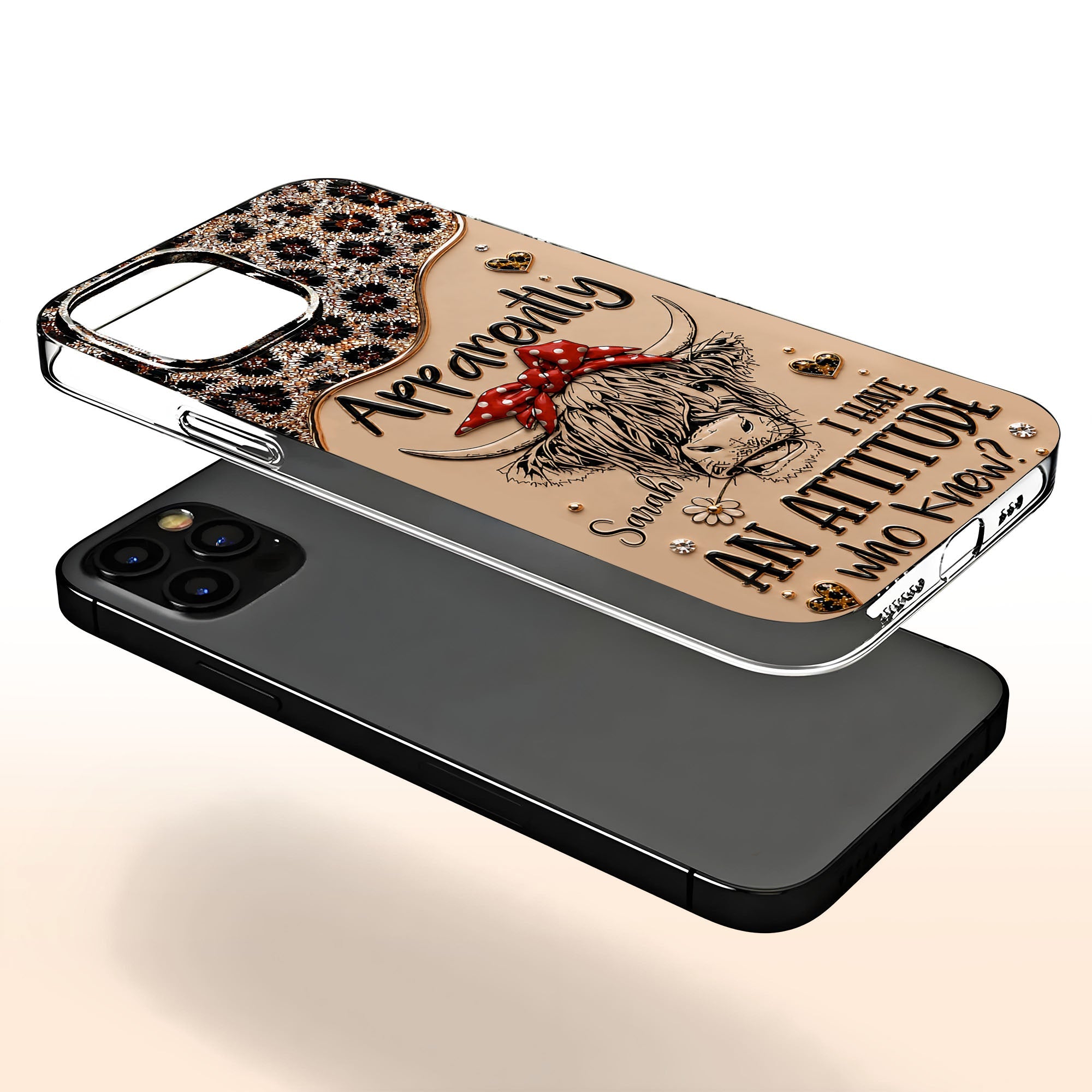 Personalized Clear Phone Case with Highland Cow Design for Her Clear Phone Case GradoCreations