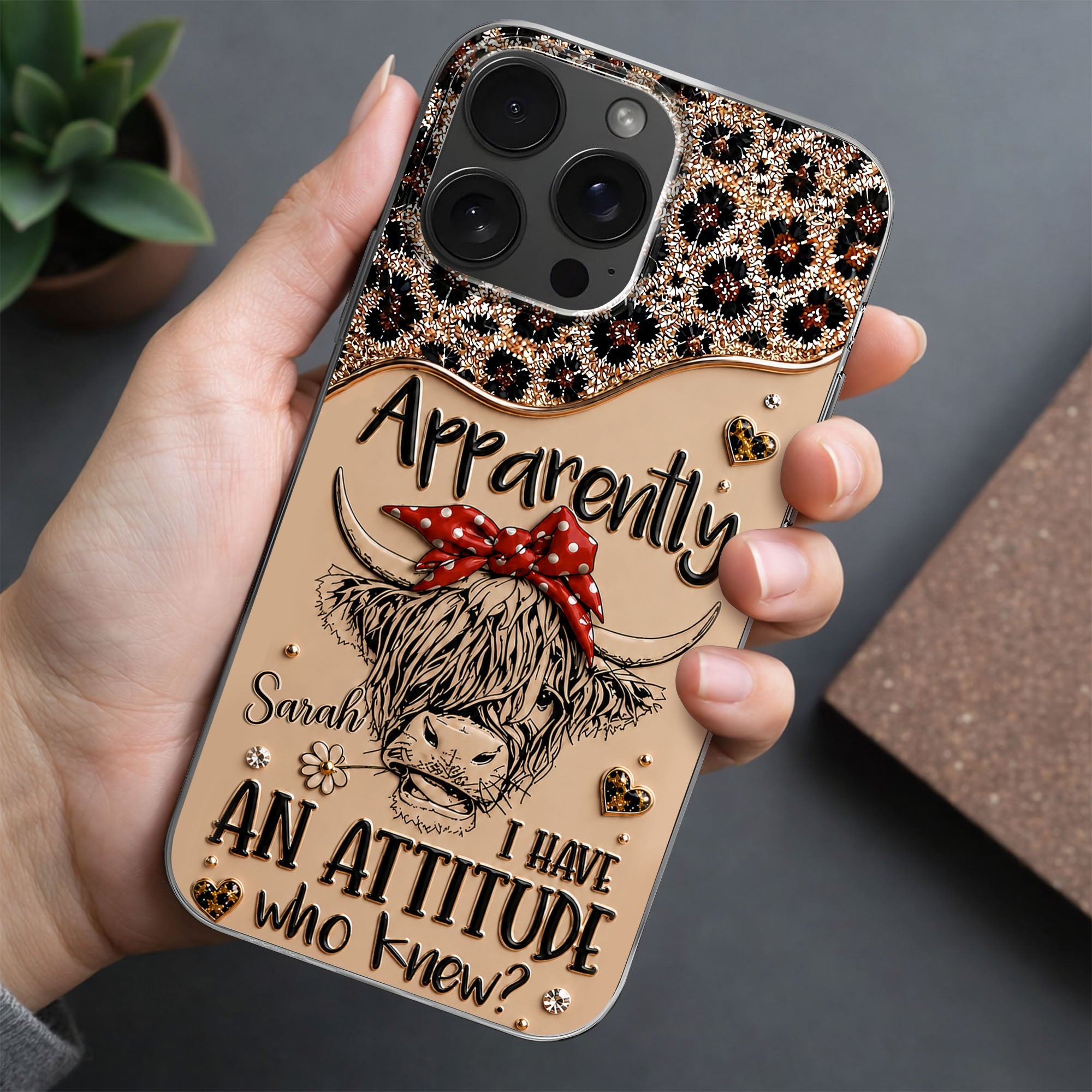 Personalized Clear Phone Case with Highland Cow Design for Her Clear Phone Case GradoCreations