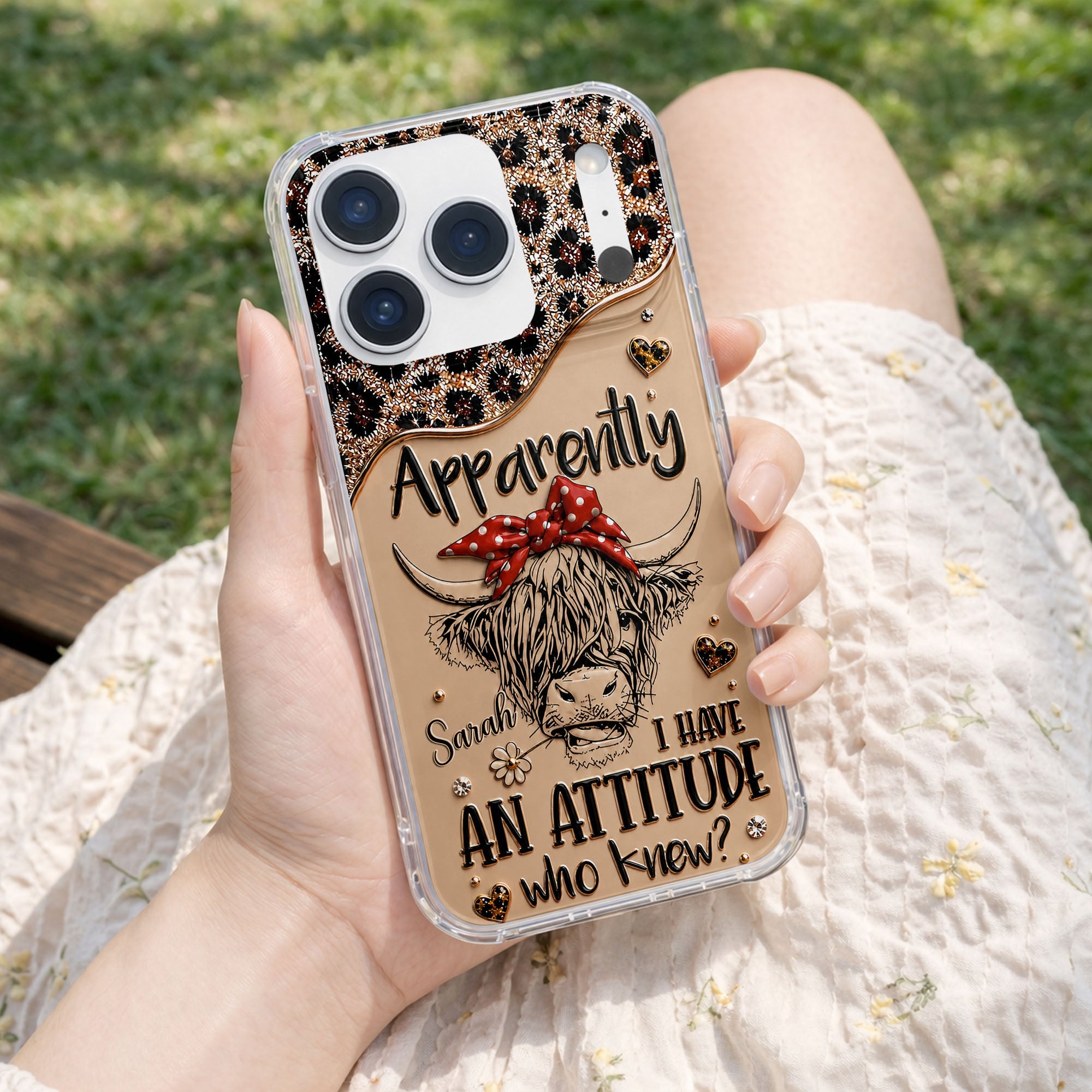 Personalized Clear Phone Case with Highland Cow Design for Her Clear Phone Case GradoCreations